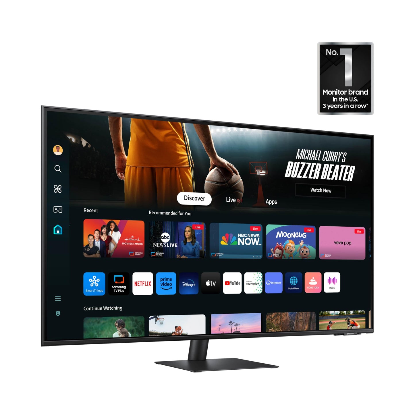 SAMSUNG 43-Inch M7 (M70D) Series 4K UHD Smart Monitor, Speakers, HDR10, USB-C, Multiple Ports, Gaming Hub, SolarCell Remote, Vision Accessibility Tools, LS43DM702UNXGO, Black