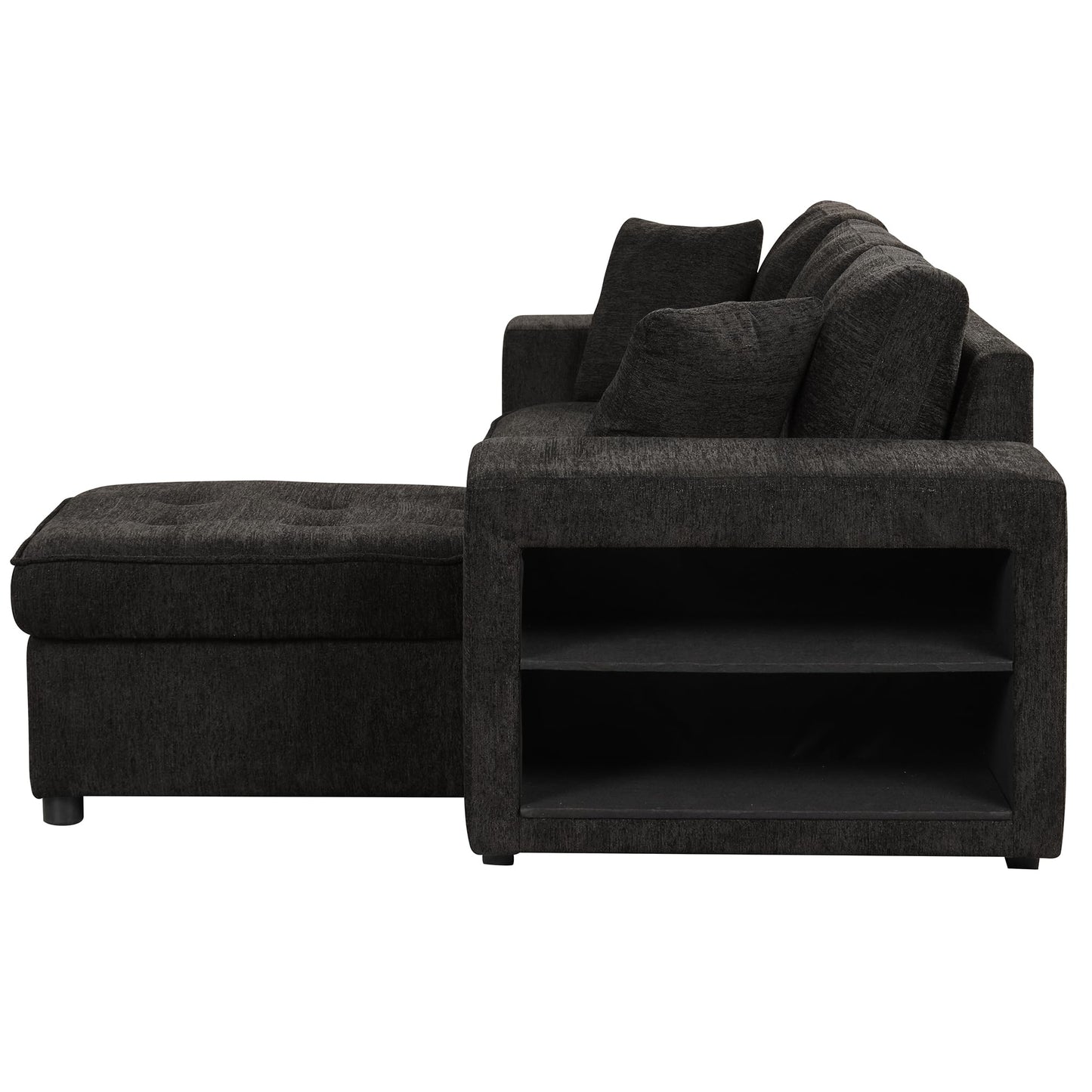 Eafurn 104.5" Reversible Sleeper Sectional Sofa Bed, Tufted L Shaped Convertible Pull Out Sectional Sofa Bed with Storage Chaise Lounge and 2 Stools for Living Room Apartment