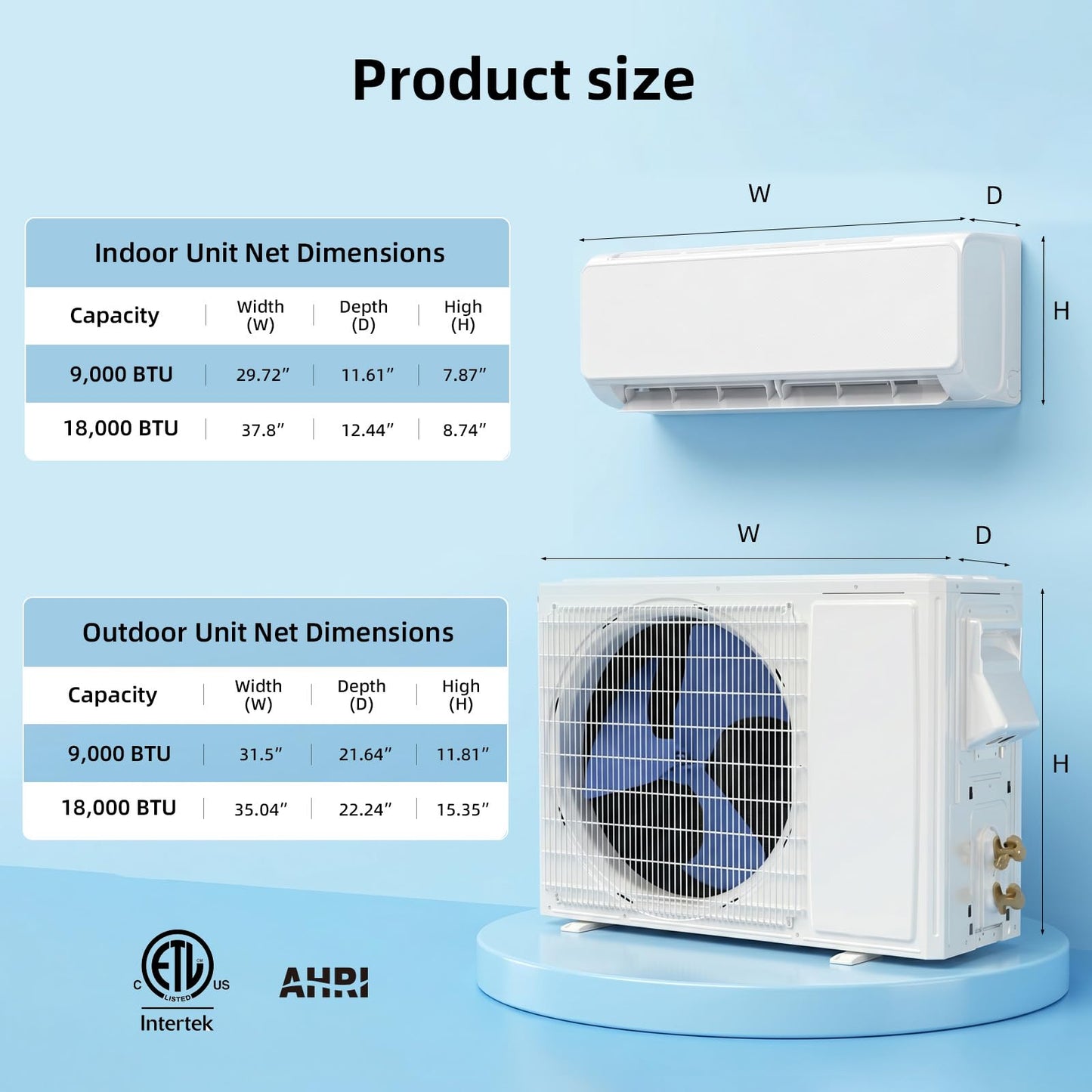 Antarctic Star 18000 BTU Mini Split AC/Heating System, 19 SEER2 Energy Efficient Mini Split Air Conditioner with Heat Pump, Low Noise, Wall Mount AC Unit, Cools Up to 1250 Sq.Ft, 230V for Home Bedroom