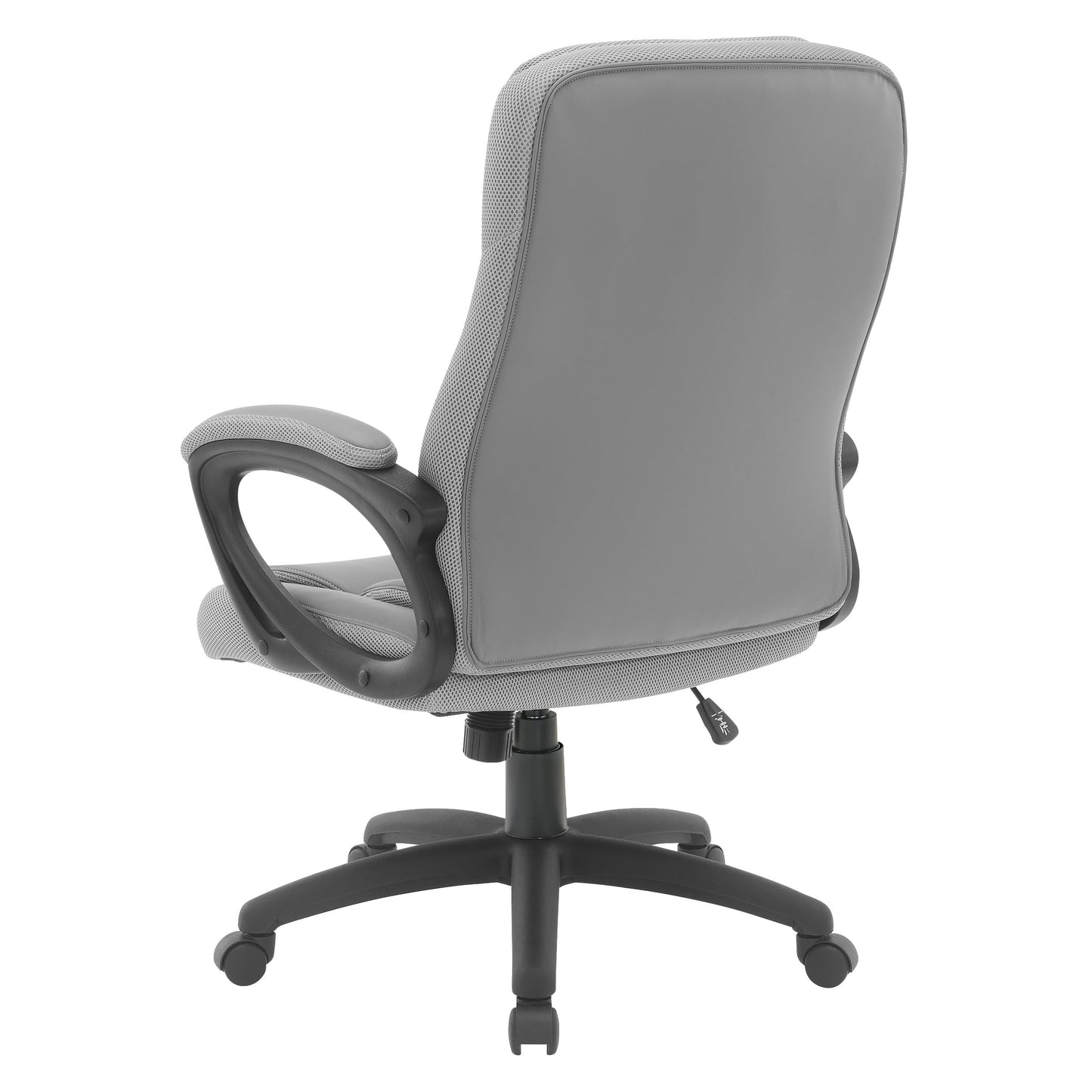 Office Star FL Series Executive Seating Faux Leather Manager's Adjustable Office Chair with Padded Arms, Charcoal Grey with Grey Mesh Accents
