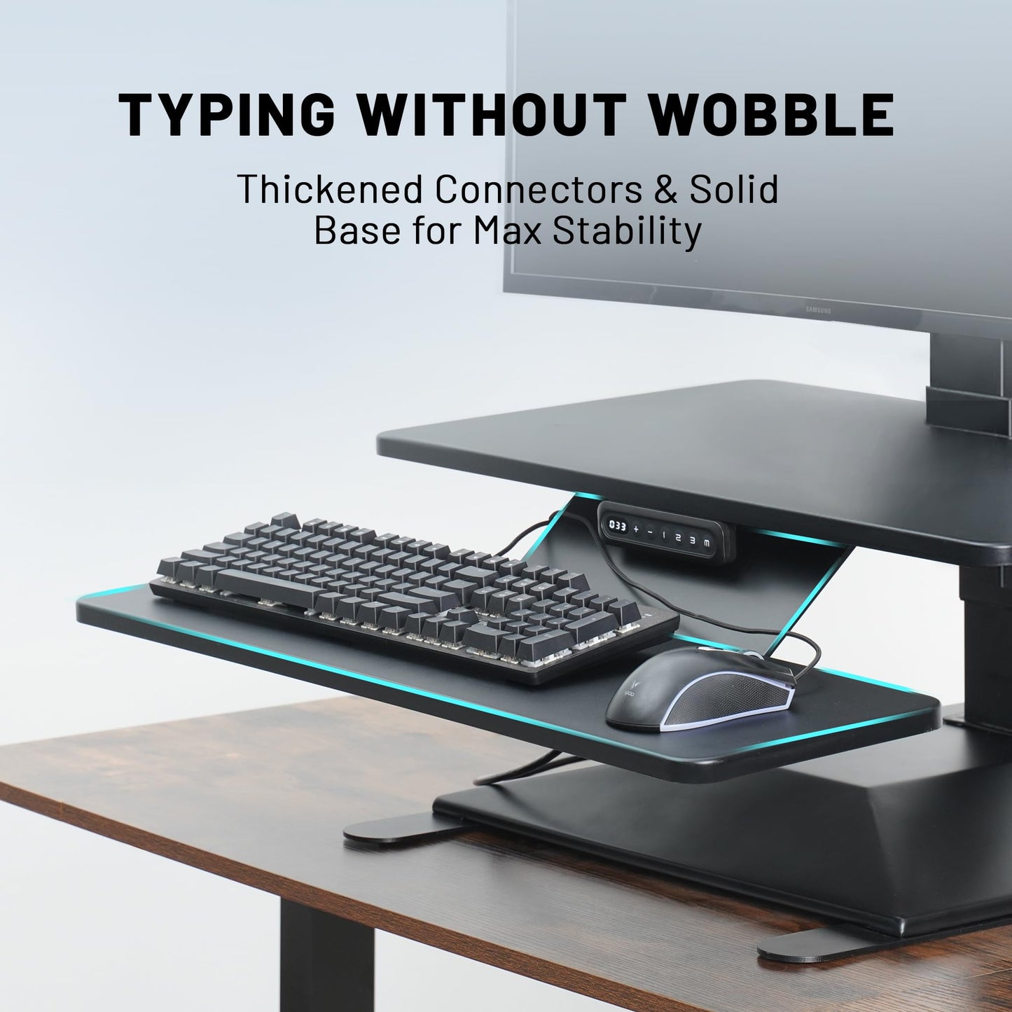 Electric Standing Desk Converter 28" Wide, Height Adjustable Desk Riser, Computer Workstation, Sit-Stand Convertor for Home, Office, School (Black, 1 Arm Included)