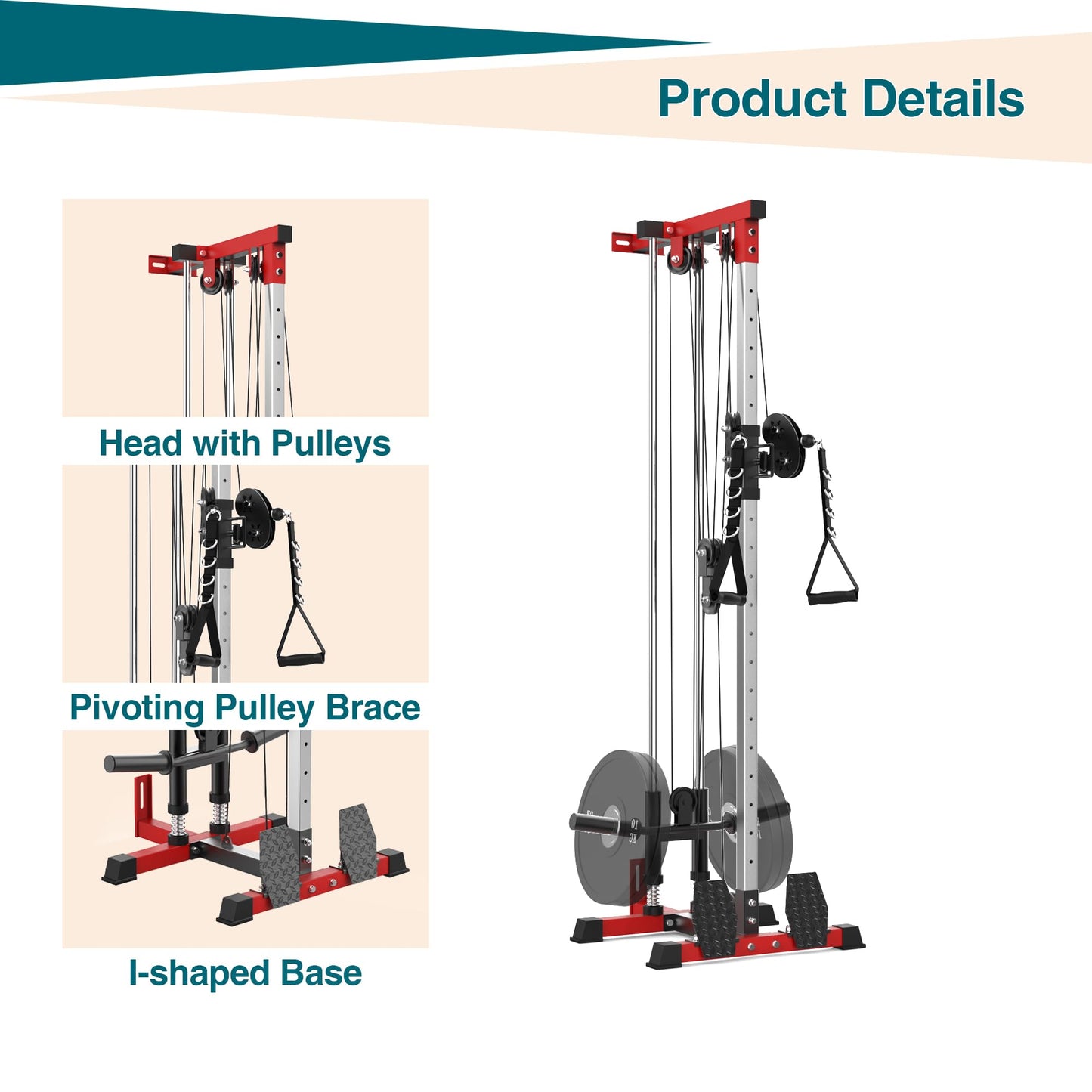 Garvee Wall-Mounted LAT Pulldown & Cable Machine – Dual Pulley System – 20 Height Settings – 400 Lbs Capacity – Full-Body Home Gym Trainer – Space-Saving Design
