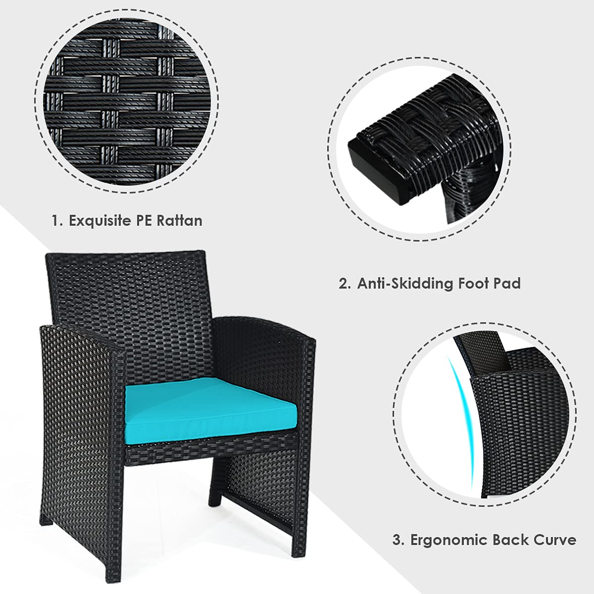 Tangkula 4 Pieces Patio Wicker Conversation Furniture Set, Patiojoy Sofa & Table Set w/4 Seats, Outdoor Rattan Sofa Set for Balcony Backyard, Wicker Chair Set with Tempered Glass Coffee Table