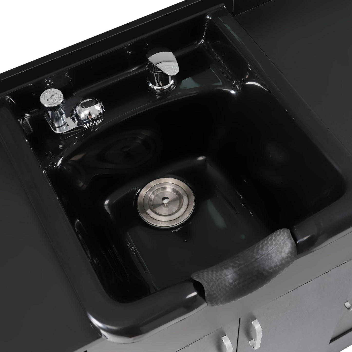 Virubi 43“ Shampoo Backwash Station for Salons,Salon Station with Shampoo Bowl & Storage Layer, Drawer,10V Outlets, USB Port, Faucet Sprayer, Salon Equipment for Spa Beauty