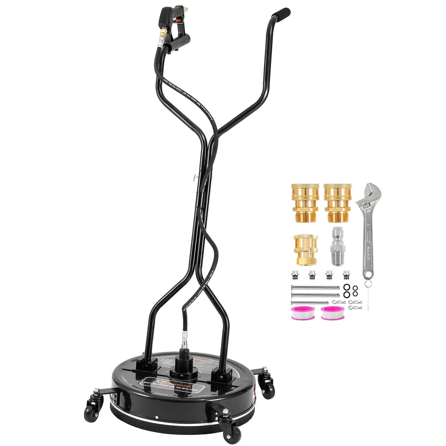 FIXFANS 20" Pressure Washer Surface Cleaner with 4 Wheels & Dual Handle, Power Washer Surface Cleaner Attachment Built in Filter, Pressure Washer Accessory for Cleaning Driveways and Patios, 4500 PSI
