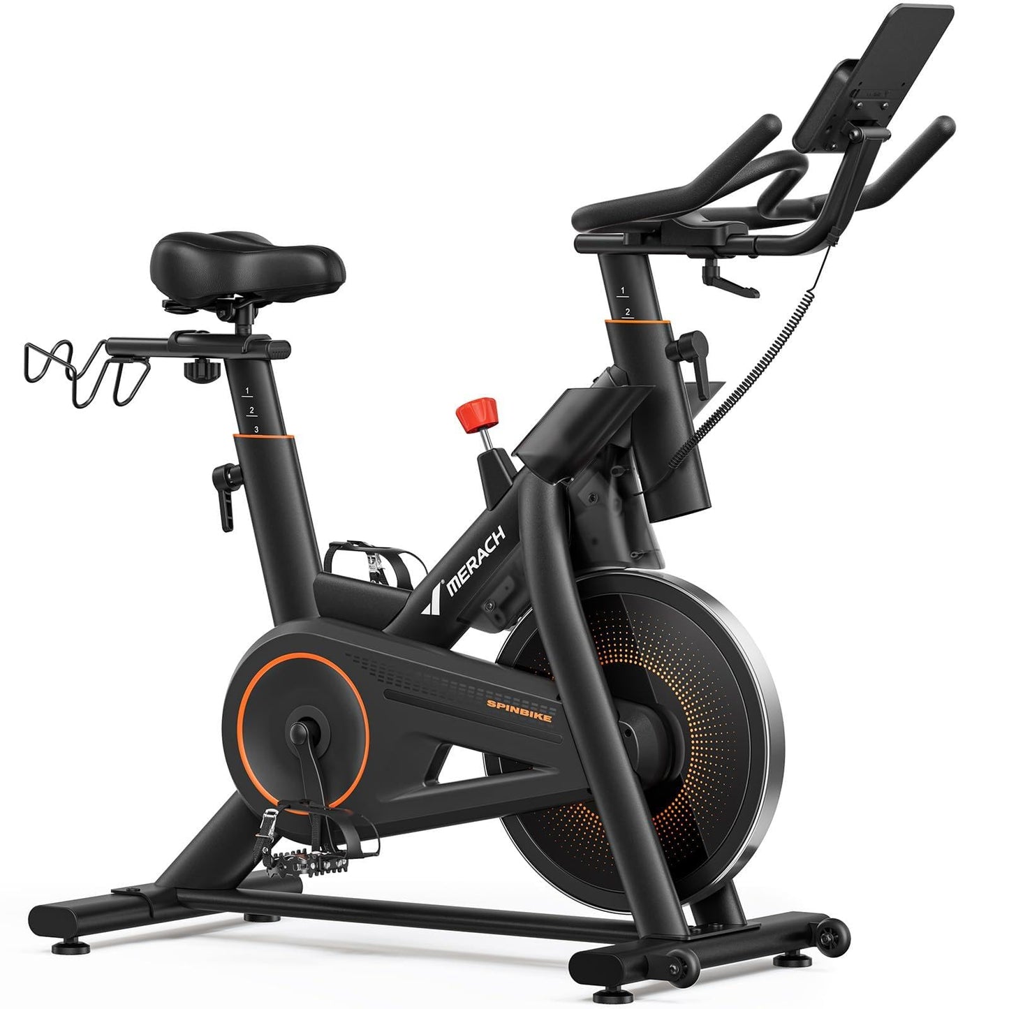 Merach Magnetic Exercise Bike, Heavy Duty Stationary Bike with Automated Resistance, 350 Lbs Weight Capacity, Low Noise Indoor Workout Bike for Home Gym with Self-Developed App