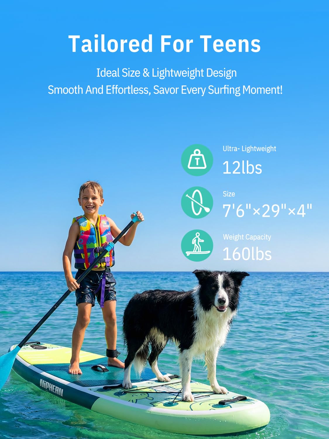 Niphean (Extra Large) Inflatable Paddle Board, SUP for 2+1 People/Family 500lbs Capacity Stand Up Paddle Board with SUP Accessories, StabilTrac Fin Non-Slip Paddleboard for Adults-Yellow