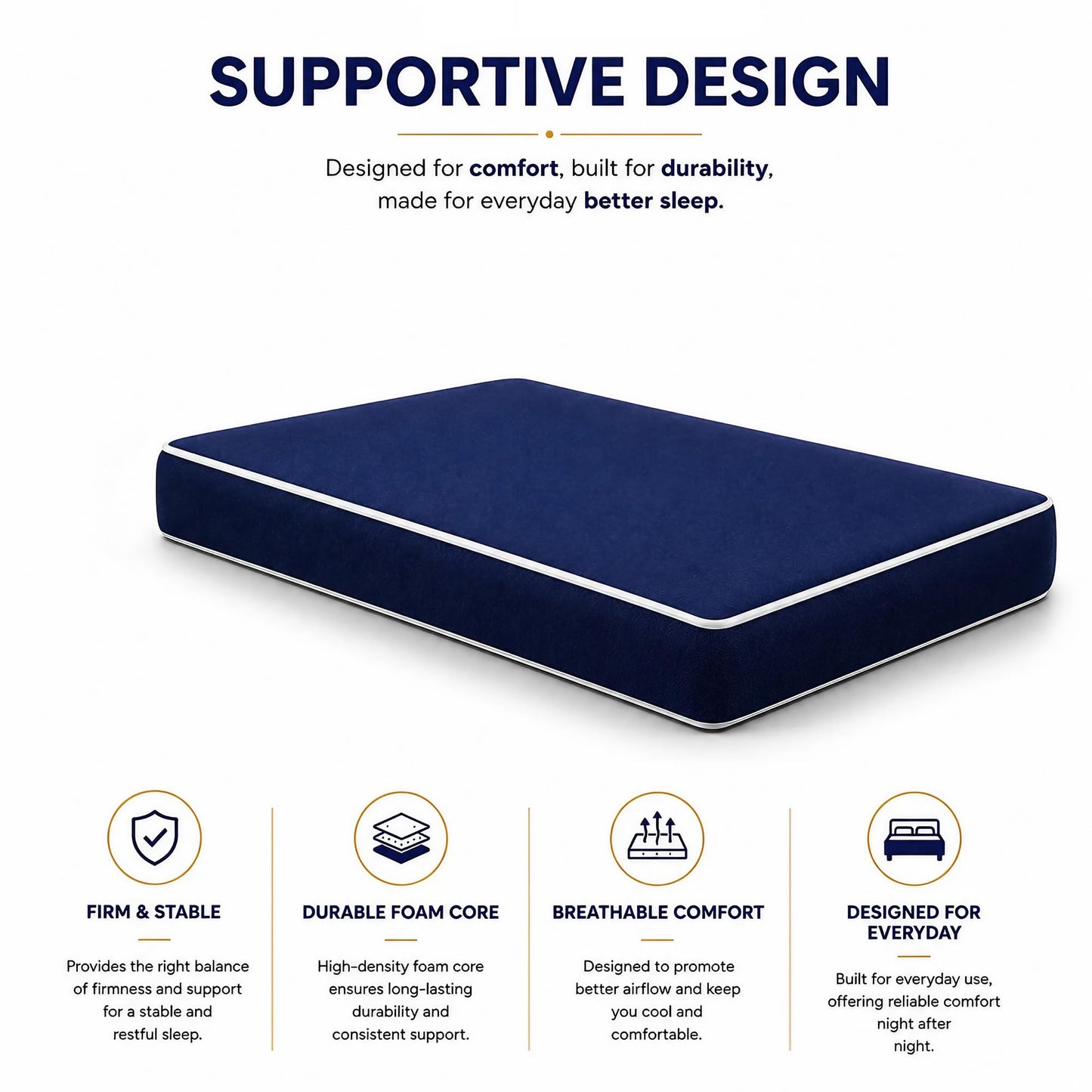 Greaton, 5-Inch Medium Firm Water Resistance Nylon Vinyl Foam Mattress, Noiseless, Soft Cloud Feeling, Body Heat Reflection, Good for Hospital and Camp, Queen, Blue