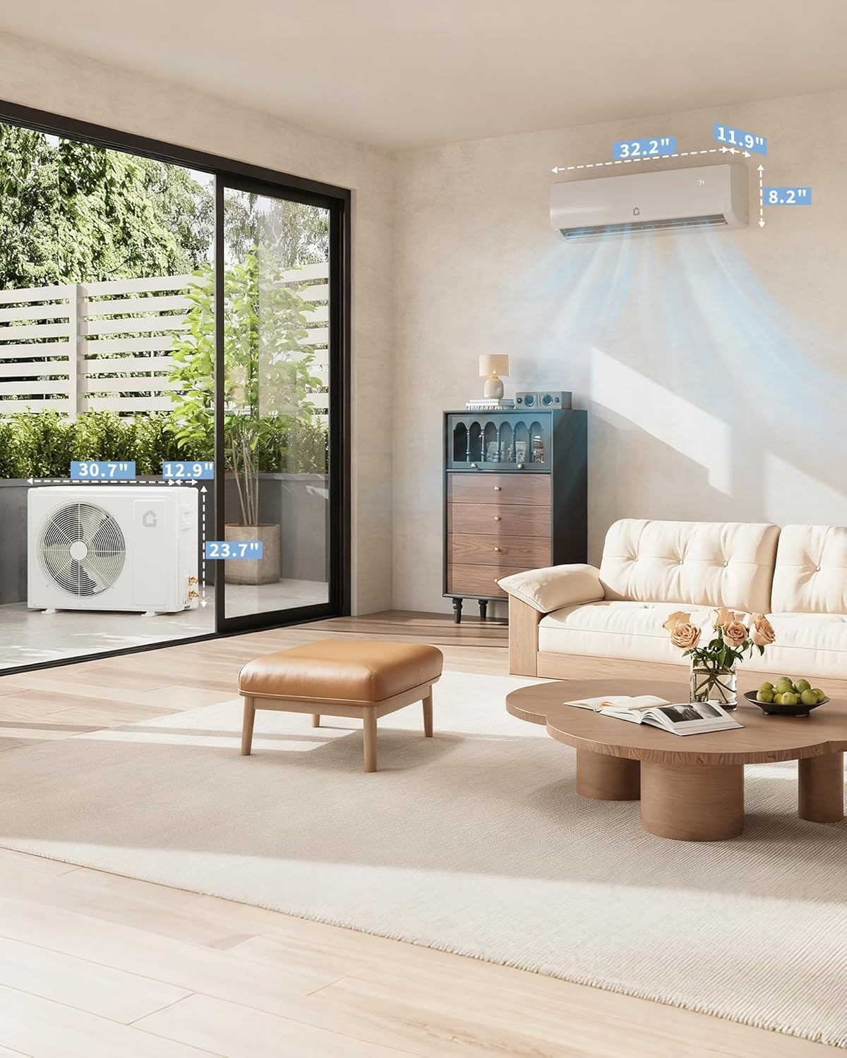 EliteEdge 12000 BTU Ductless Mini Split AC/Heating System, 19 SEER2 4-in-1 Inverter Heat Pump for Up to 550 Sq.Ft, 115V with Installation Kit, Wall Mount Low Noise Air Conditioner, White