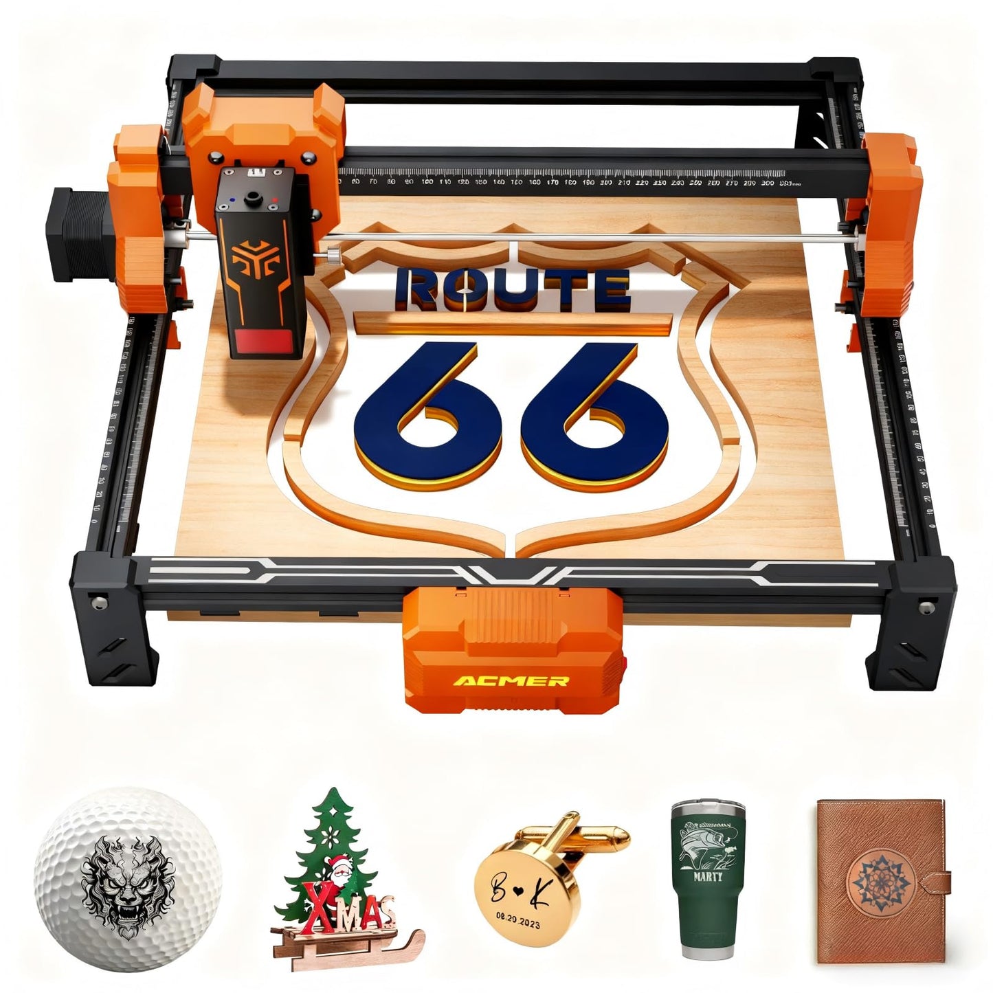 ACMER S2 Laser Engraver, 12000mW Laser Cutter Engraving Machine, 72W Output, 0.01mm Precision, 300x300mm Area, 10000mm/min Speed, for Wood, Metal, Leather, Acrylic, DIY & Education