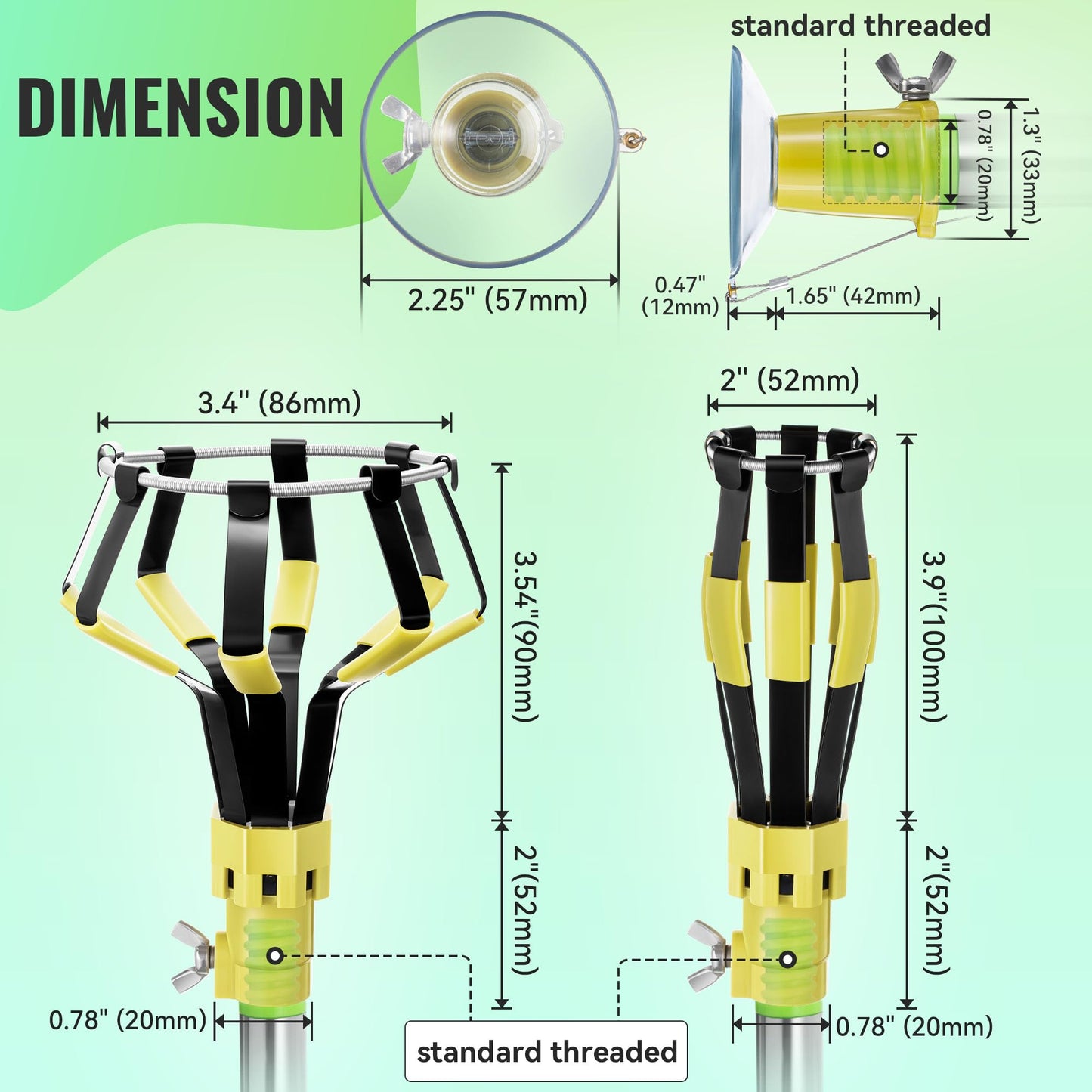 Dreyoo Light Bulb Changer Set with 3-12 ft Telescopic Pole, Suction Cup, Broken Bulb Tool, Yellow, Model DR-Dreyoo-1259
