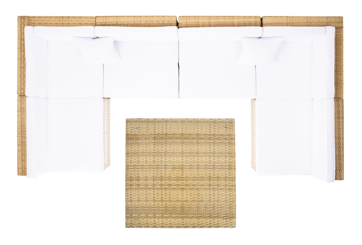 SAFAVIEH Outdoor Collection Diona Natural/White Wicker Conversation Patio Set