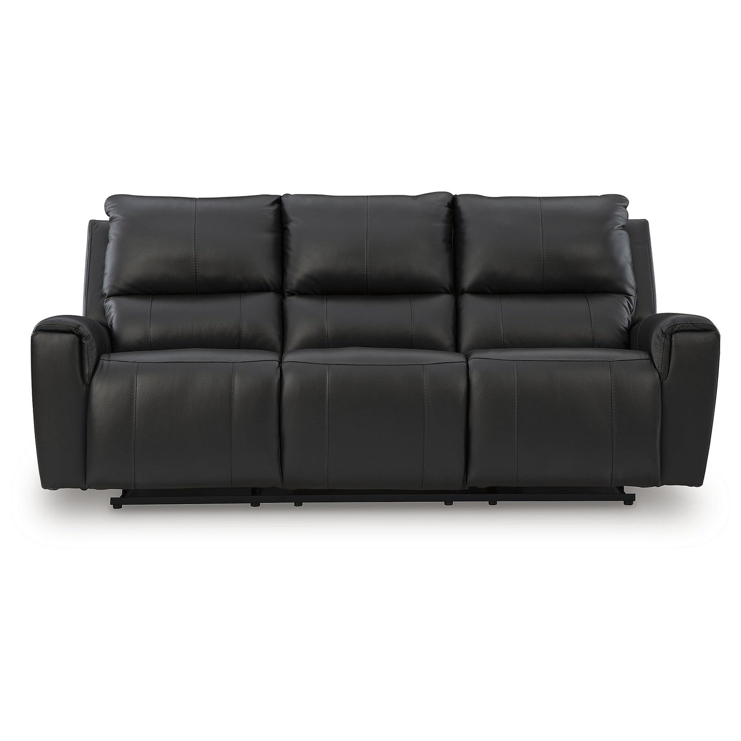 Signature Design by Ashley Glassmere Contemporary Dual-Sided Leather Match Reclining Sofa with Position Lock, Black