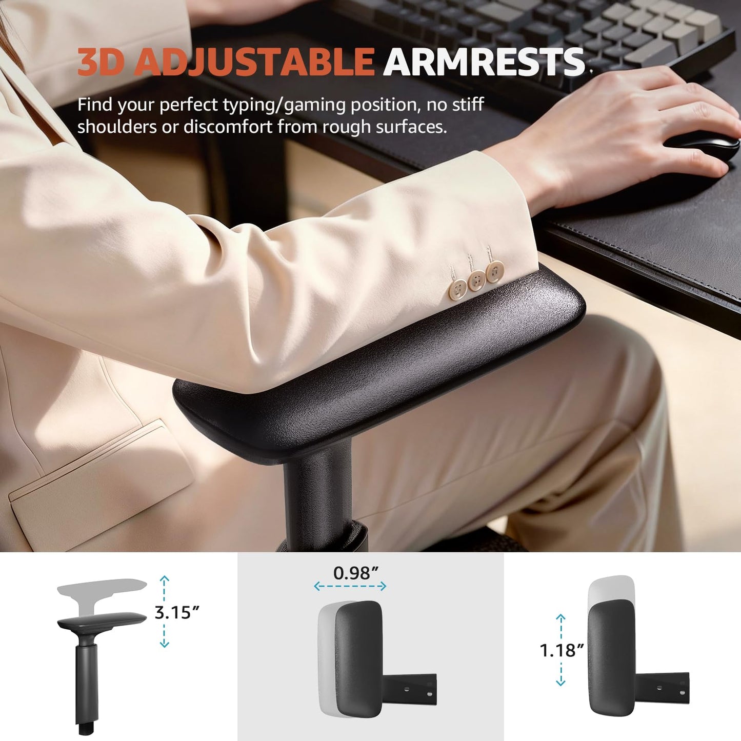 ErgoSift M1 Ergonomic Office Chair Mesh Chair, Home Office Desk Chairs with Adjustable Lumbar Support, Comfortable Computer Gaming Chair, Office Chair for Long Hours (Black)