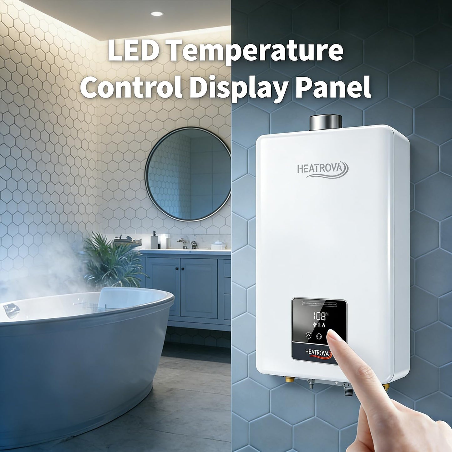 Natural Gas Tankless Water Heater Indoor, 3.6 GPM 85,000 BTU,Instant Hot Water, Constant Temperature,Pure Copper Heat Exchanger, On-Demand for 2–3 Fixtures, Apartment & Home Use