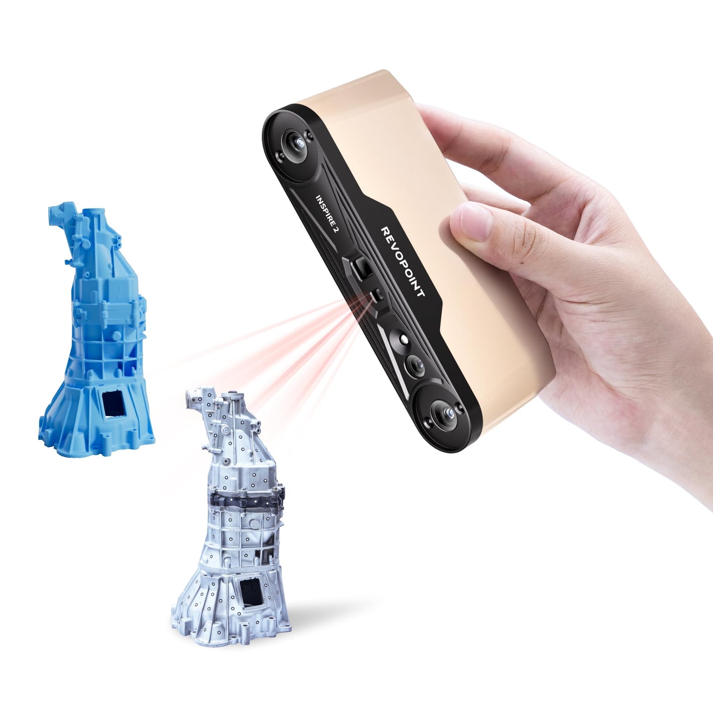 Revopoint INSPIRE 2 3D Scanner for 3D Printing Handheld, Up to 0.03mm Precision, Multi-Line Laser/Structured Light, Wireless/Outdoor Scanning, Full-Color Scan, for iOS/Android/Win/macOS, Standard