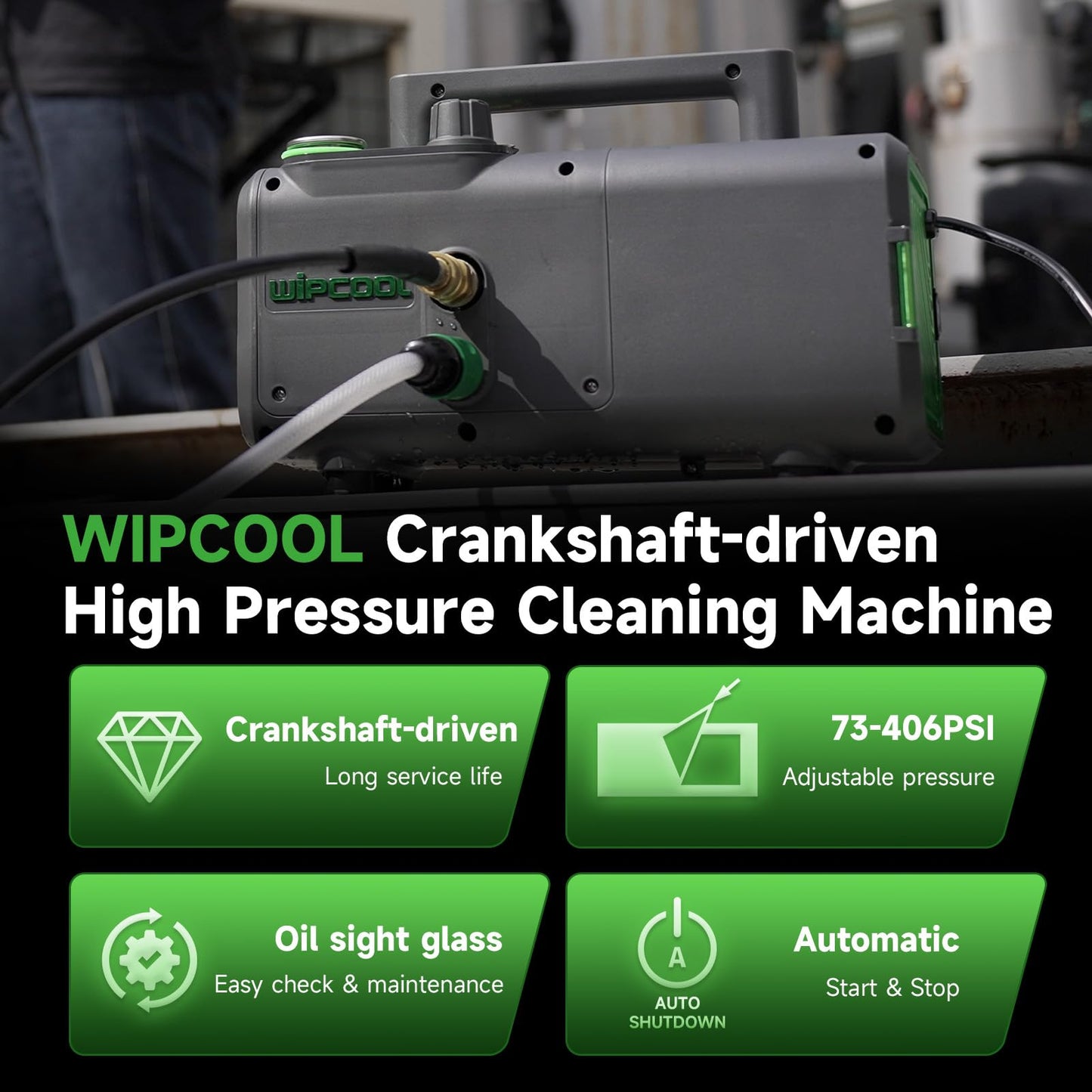 WIPCOOL C28T Crankshaft-Driven HVAC Coil Cleaning Machine, 72–406 PSI Adjustable, 3/4 HP Portable High Pressure Washer with Long Service Life