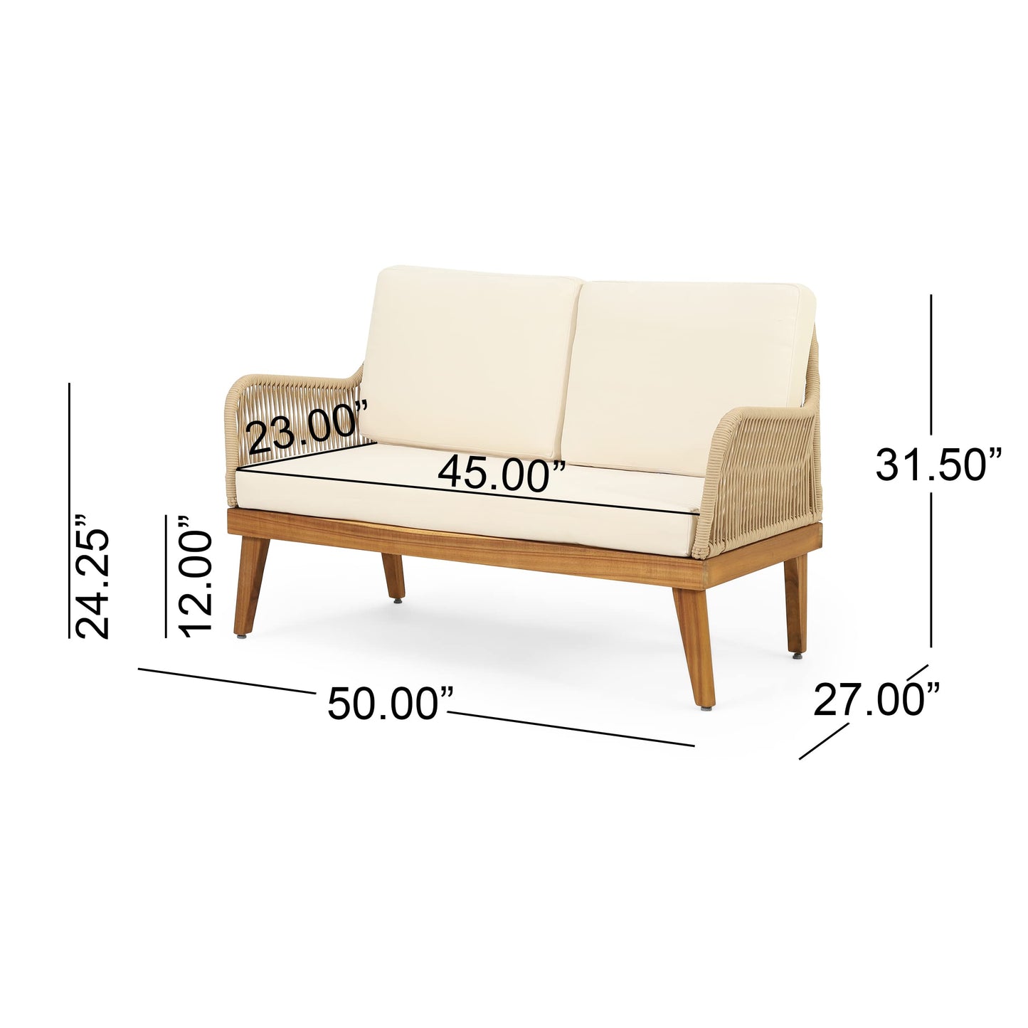 Christopher Knight Home Annisa Chat Set, Teak + Light Brown + Beige
