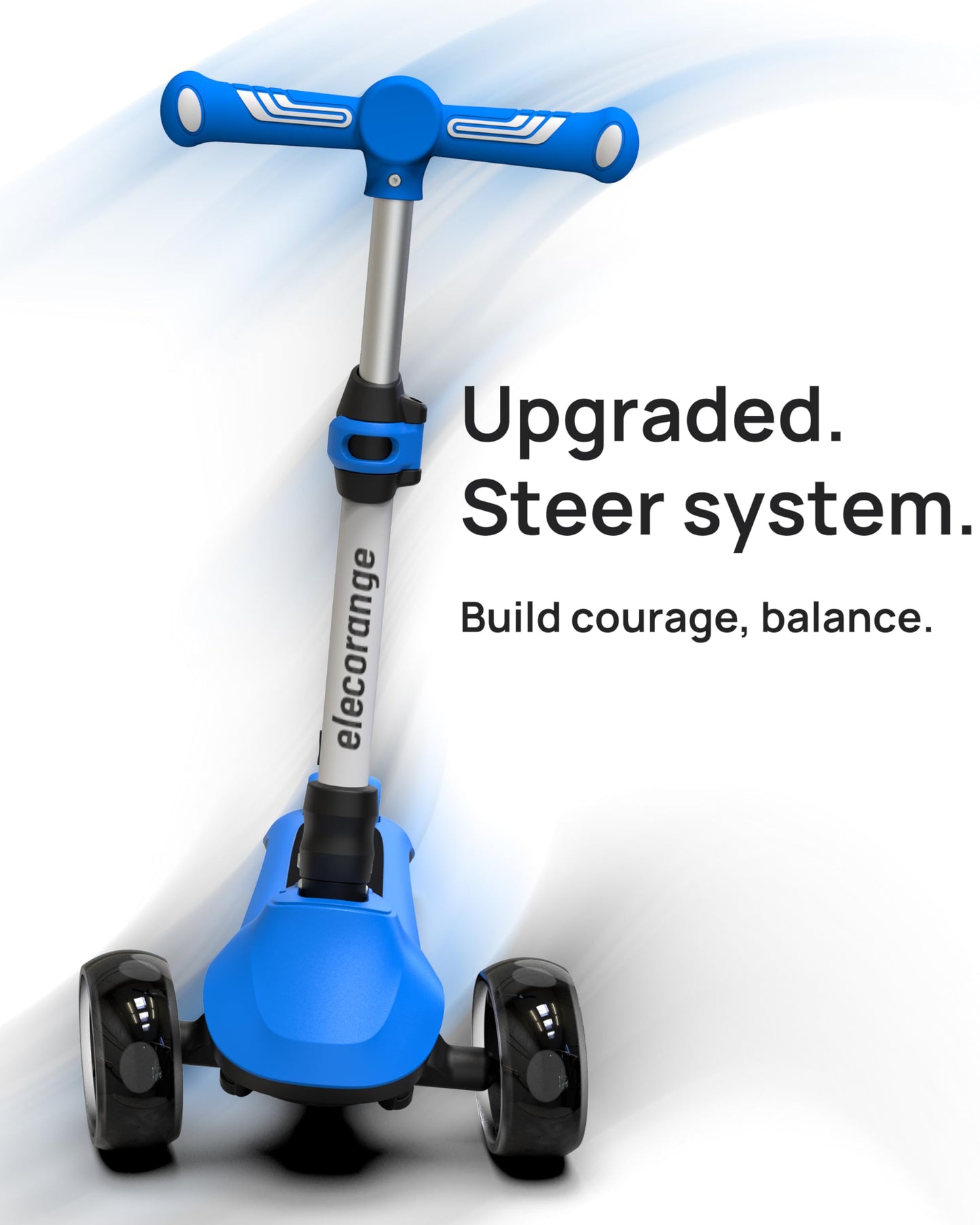 Elecorange Kid Scooter Electric Ages 4-9, Light Up 3 Wheels, Ride On Toys for Kid 4-8, 3 Wheel Electric Scooters for Kids, KickScooter for Children 5-7, Christmas Birthday Gift for Kids, Black, White