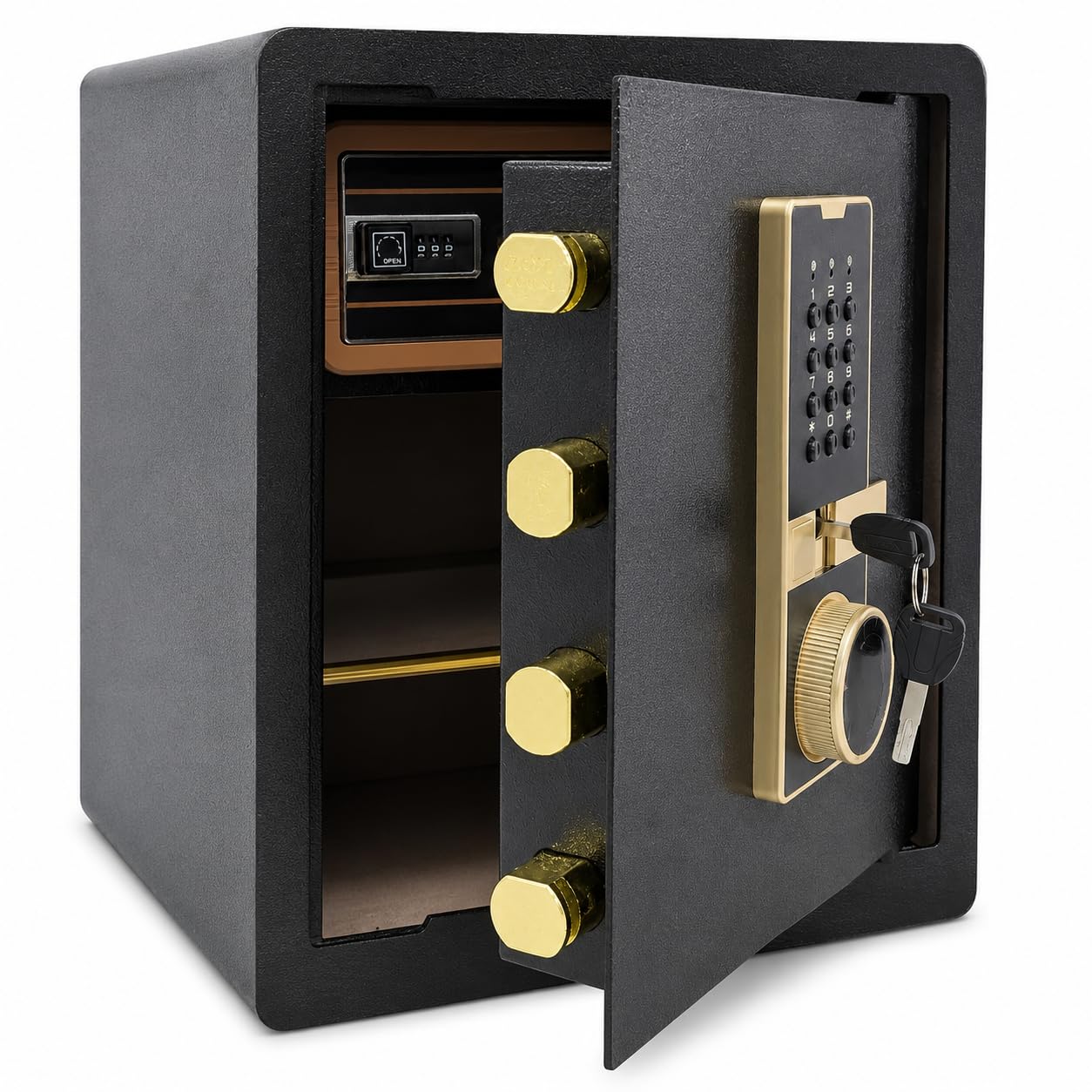 Safe Box, 17.7" Tall 1.4 Cubic Feet Home Office Safe with Built-in Safe Compartment, Security Cabinet Safe for Money Cash Valuables, Digital Electronic Keypad, Dual Alarm System, Removable Shelf