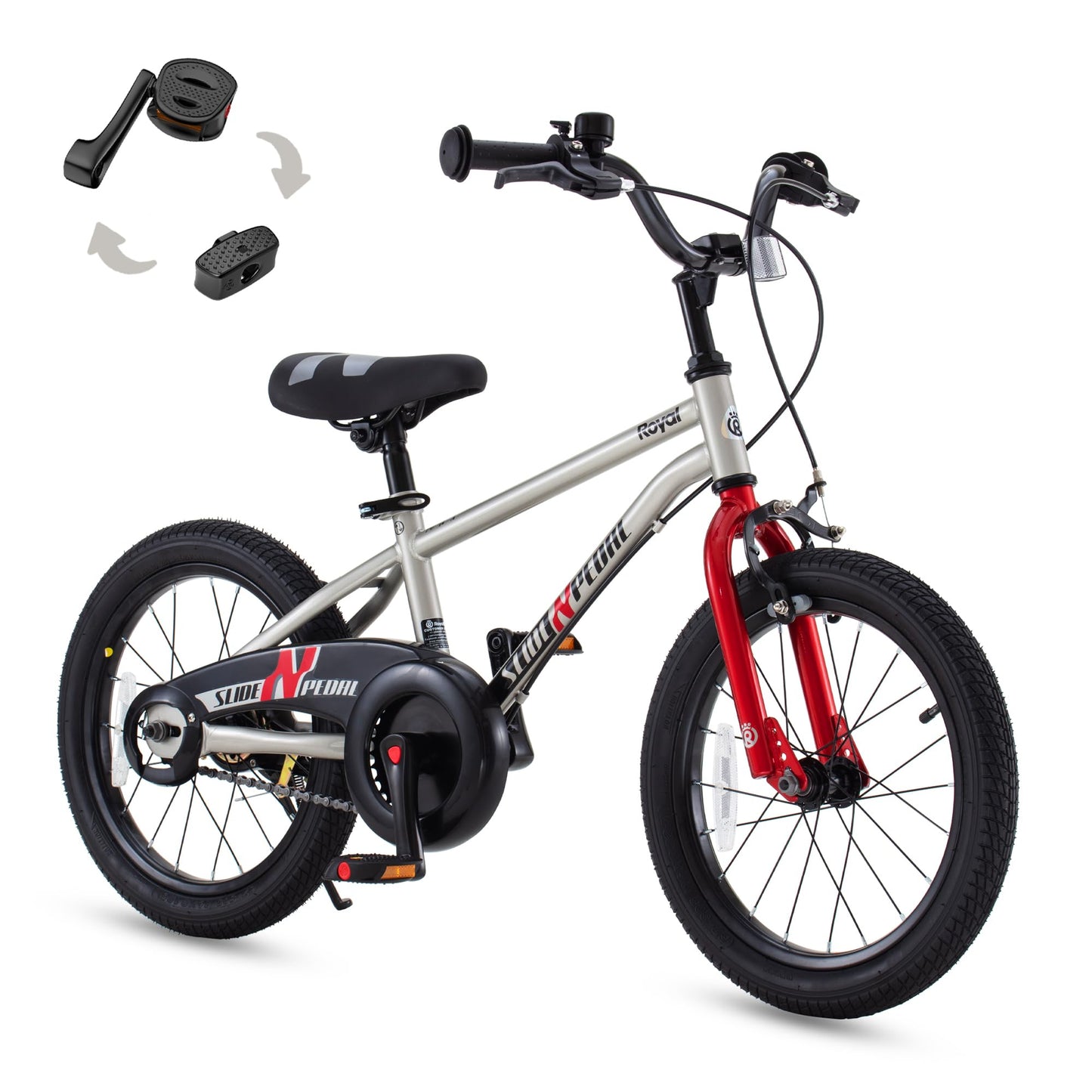 RoyalBaby Bike EZ Kids Bike, Balance and Pedal Bicycle, Dual Handbrakes with Kickstand, 14 16 18 Inch Toddlers to Big Kids 3-10 Years
