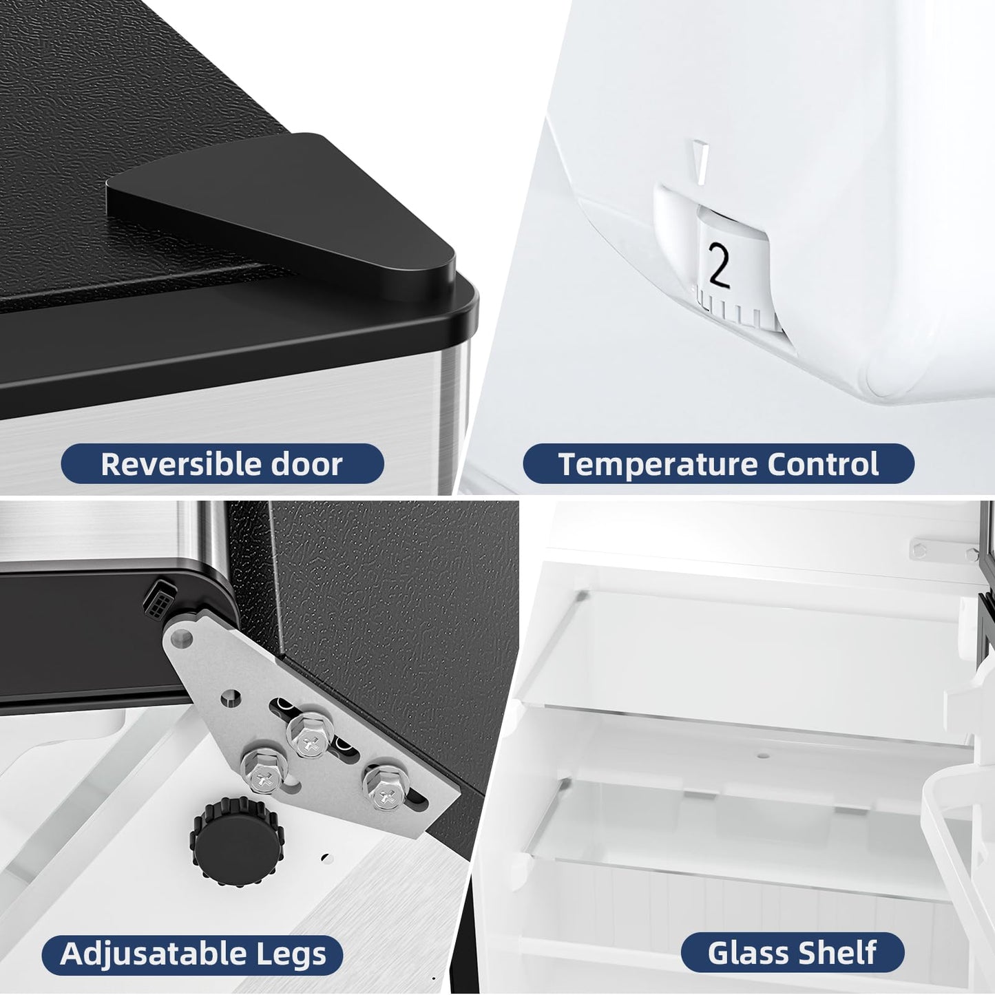 Antarctic Star Mini Fridge with Freezer, Double Door Compact Refrigerator, Adjustable Thermostat, Small Fridge for Bedroom Office Dorm Apartment, 2.45 Cu.Ft Silver