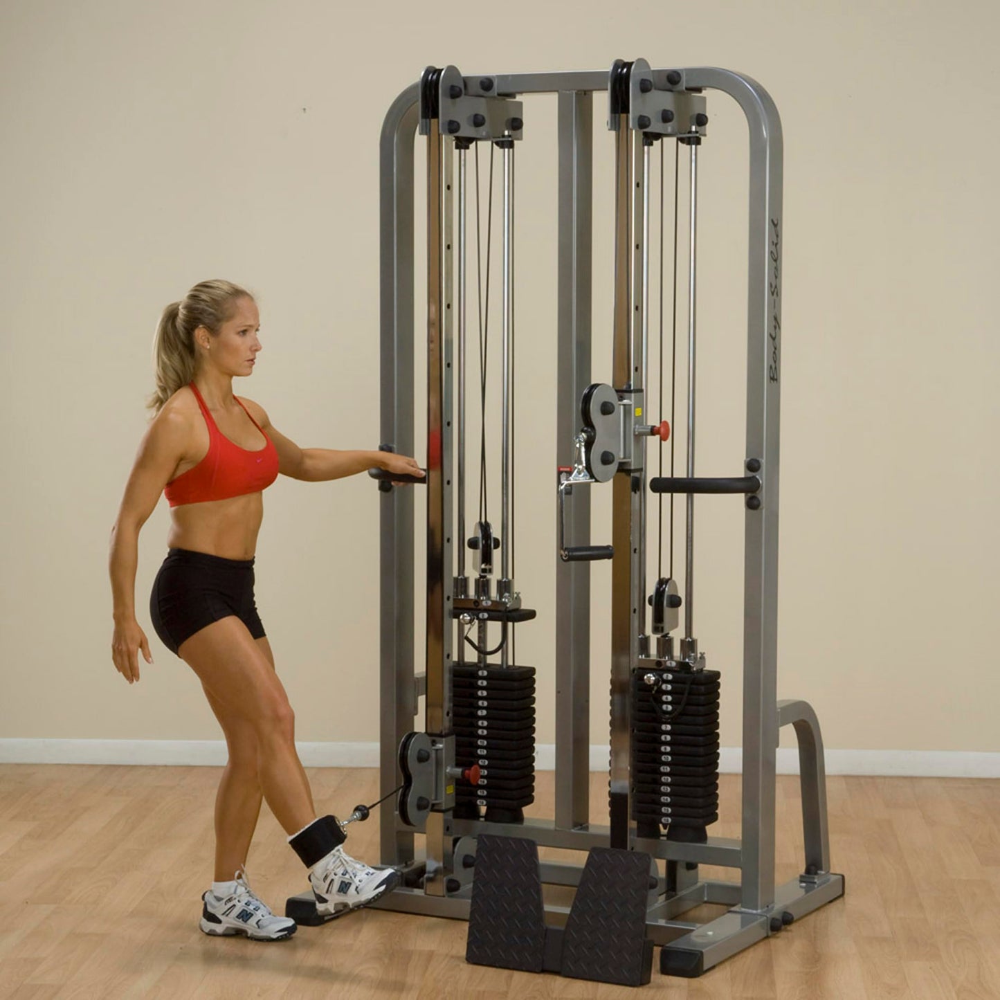 Body-Solid (SDC2000G/2) Pro ClubLine Dual Cable Column with Dual Stacks for Pull Down, Curls and Presses, Vertical Pulley Plate Loaded System for Home and Commercial Fitness Gym, 210 lb Weight Stack