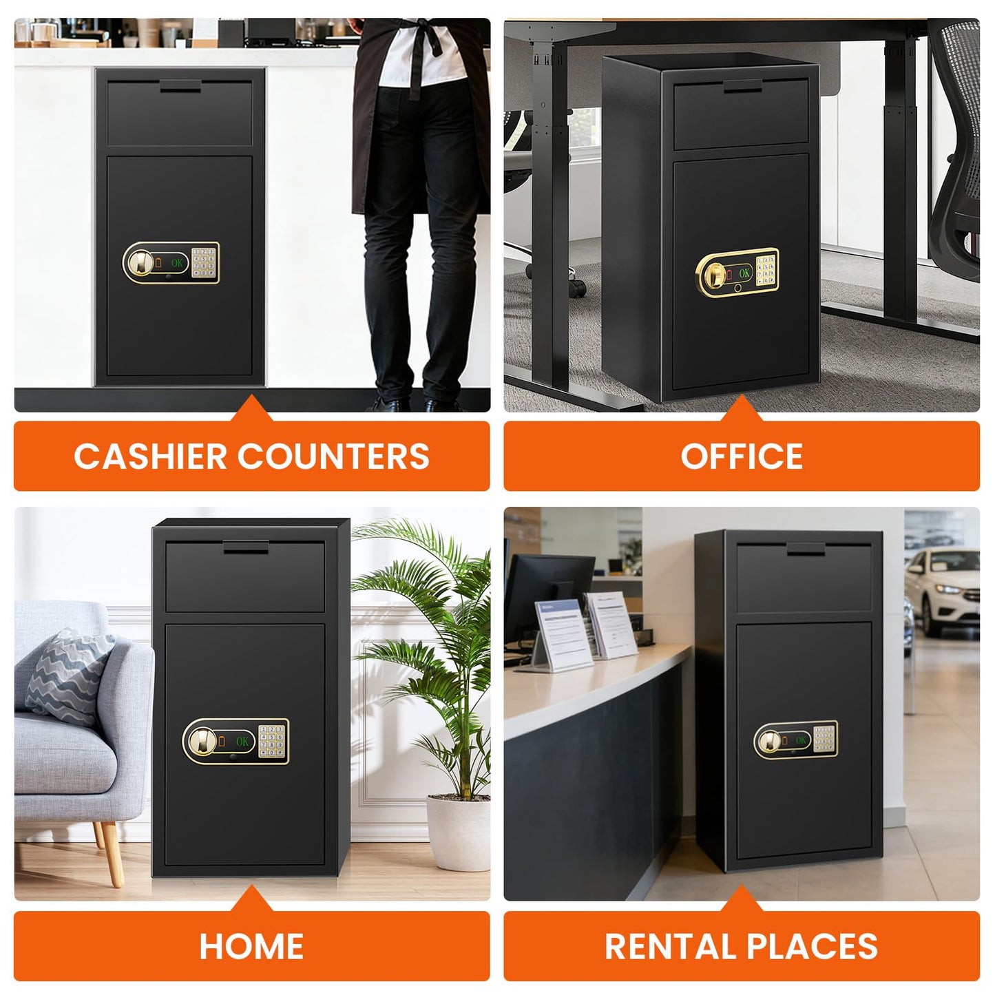 7.5 Cuft Large Commercial Drop Safe for Business, Anti-theft Depository Safe Box with Drop Slot, Digital Keypad, Spare Key and Removable Shelf, Heavy-duty Cash Drop Box Safe for Bars Office Retail