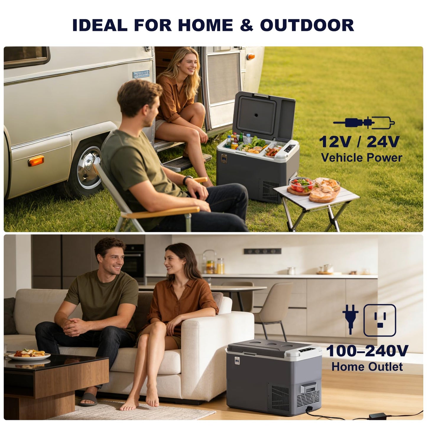 SubSun 12 Volt Refrigerator, 26QT Portable Freezer Compressor Cooler, 12V Car Fridge 0℉~68℉, Single Zone Electric Cooler for Vehicles, 12/24V DC & 100-240V AC Powered for Travel, Truck, Boat, Camping