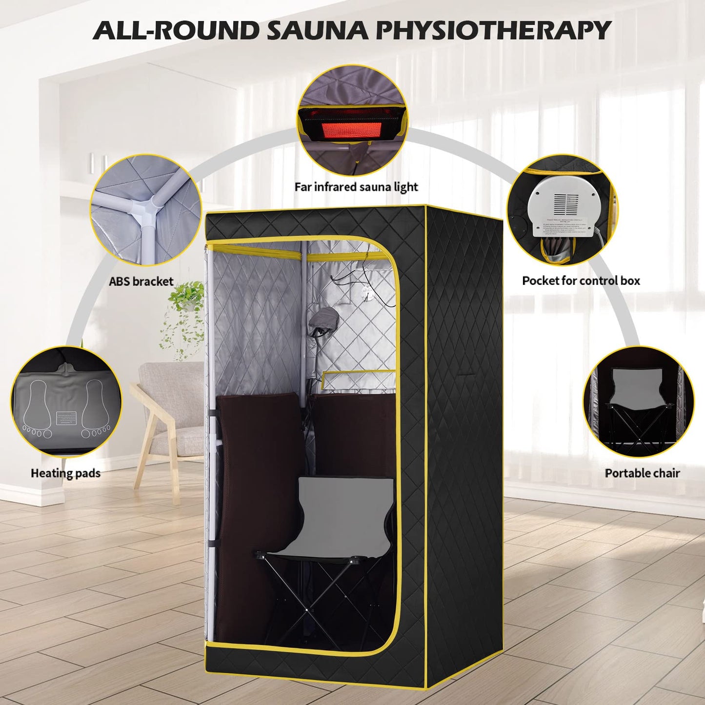 TaTalife Portable Infrared Sauna, Full Size Far Infrared Sauna, One Person Sauna Tent, Separate Heating Foot Pad and Portable Sauna Chair Home Saunas for Relaxation Detox