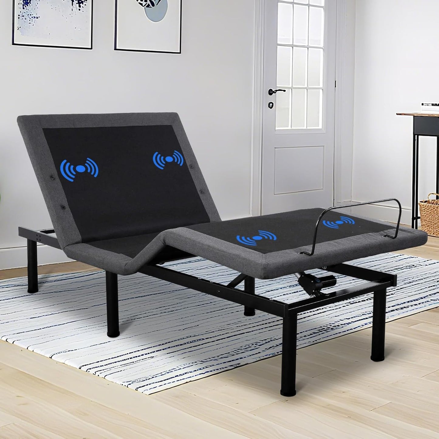 BouPower Twin XL Adjustable Bed Frame, Ergonomic Electric Bed Base with Wireless Remote and 2 USB Ports, Head and Foot Incline, Nightlight, Massager, Anti-Snore, Easy Assembly