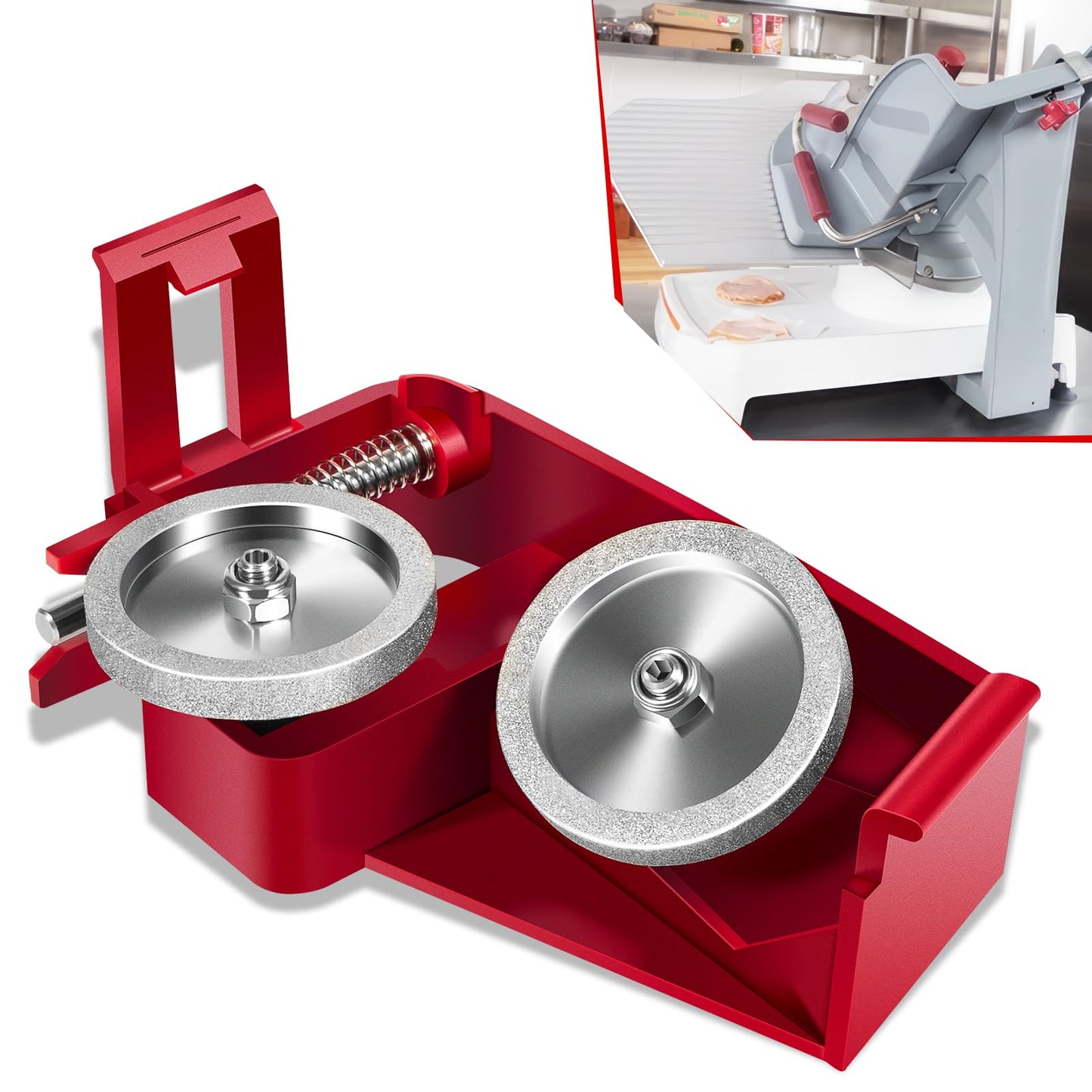 Slicer Sharpener Assembly Compatible with Berkel X13 X13A X13AE X13E X33 Series, Replace OEM 01-404675-01158, Commercial Meat Slicer Sharpener Kit, Alloy Steel & Premium Sharpening Stones