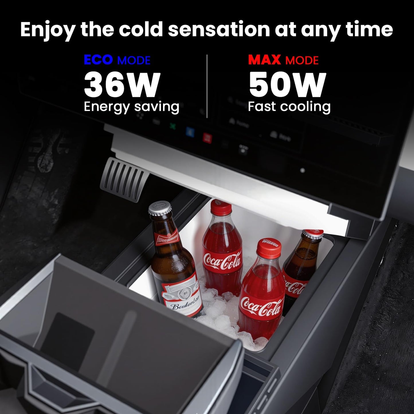 Fiaypoy 18L Refrigerator for Tesla Cybertruck 2023–2025, Floor Centre Console Fridge Freezer with Rapid Cooling (21°F–68°F), Plug-and-Play 110V Car Cooler for Camping, Road Trips & Daily Use