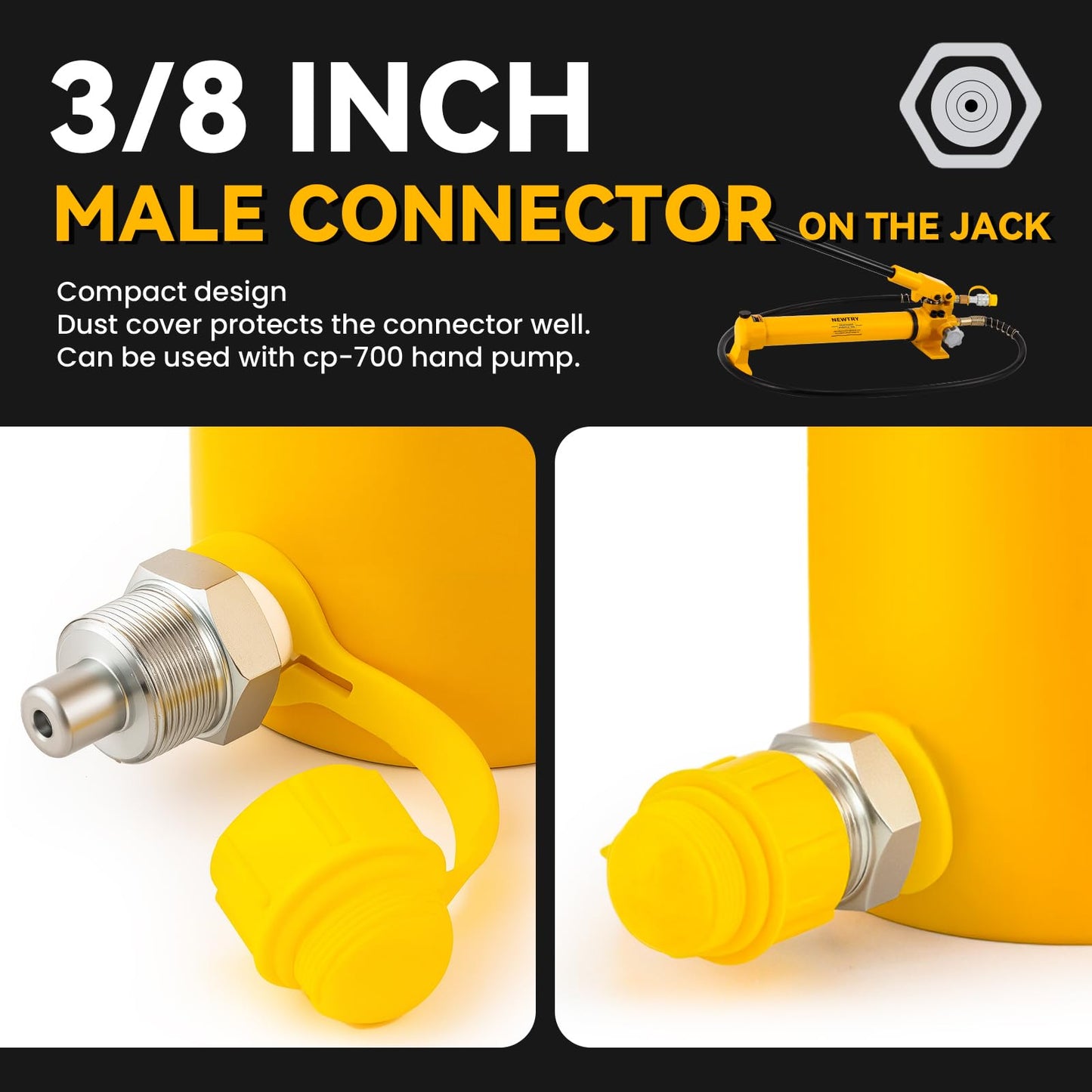 NEWTRY 50 ton Hydraulic Jack Cylinder Long Jack 6” Stroke Portable Hydraulic Ram Industrial Lifting Jack Porta Power Retract Automatically