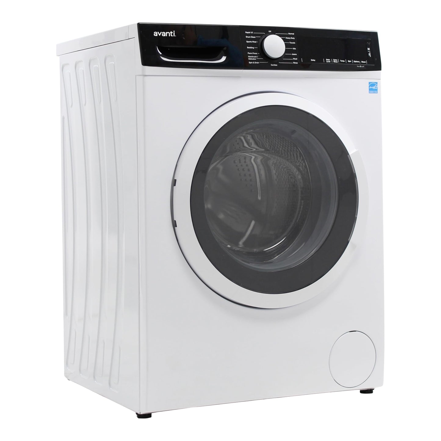 Avanti 2.2 Cu. Ft. Front Load Washing Machine Compact Freestanding or Stackable Washer with 15 Wash Cycles, LED Display, Steam Wash, and Stainless Steel Tub, 2.2 cu.ft., White
