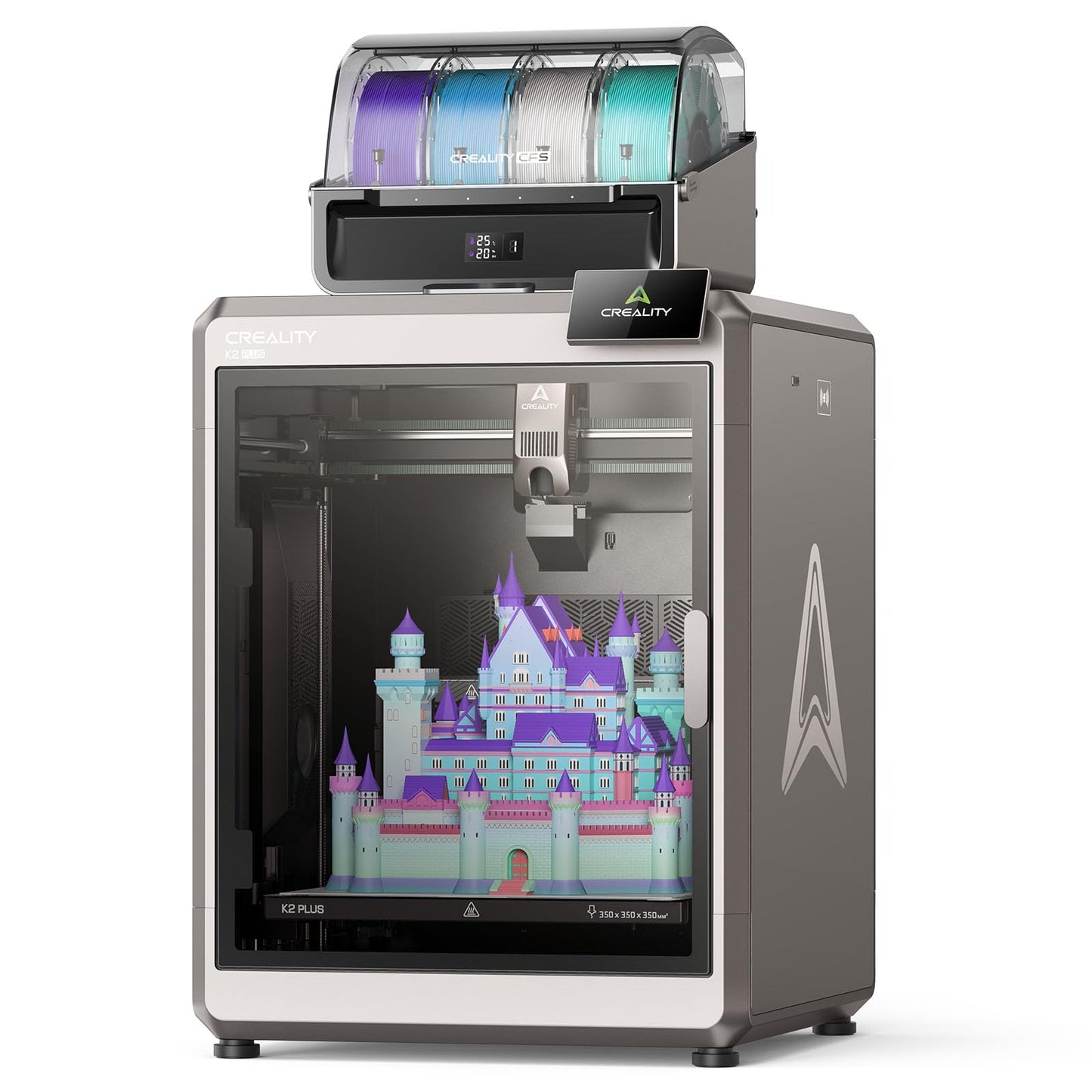 Creality K2 Plus Combo 3D Printer 2026 Upgraded Version, Multi Color Printing with CFS, 600mm/s Print Speed, Step-servo Motor System High-Temp Direct Drive Extruder Build Volume 13.78x13.78x13.78 inch