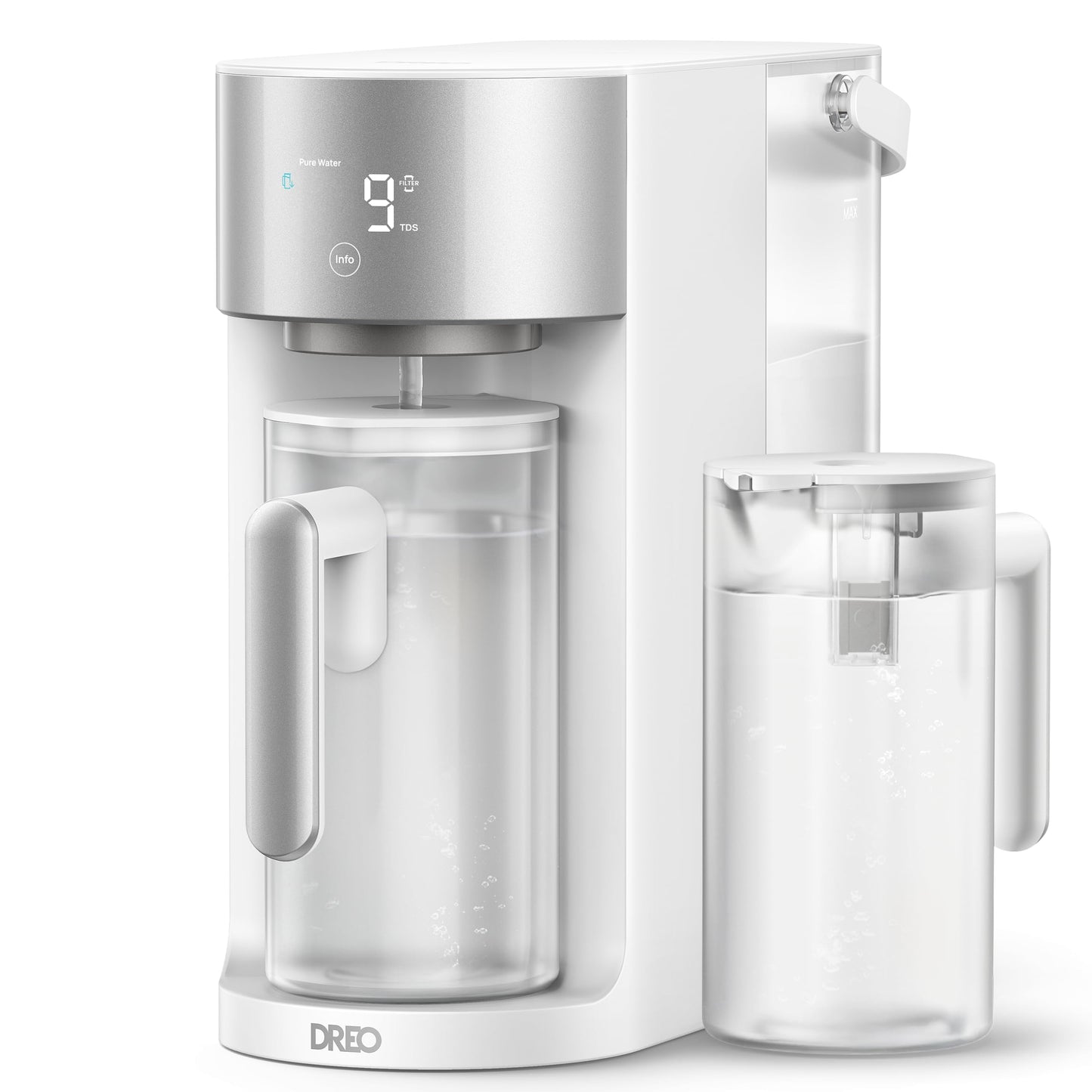 DREO Reverse Osmosis Water Filter Countertop, RO Filtration System, 3:1 Pure to Drain, TDS & Filter Life & 2 Autofill Pitchers, Install-Free, Self-Cleaning Water Purifier, RO Water Filter