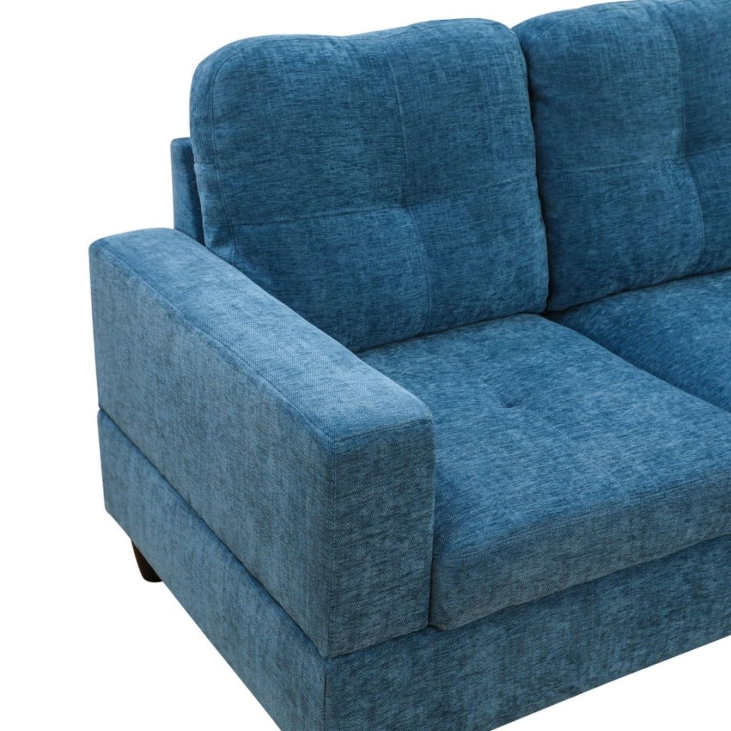 UOCFYK Sectional Sofa Couch with Right Chaise, Flannel L Shaped Couches for Living Room, Office, Apartments, Small Space, Blue