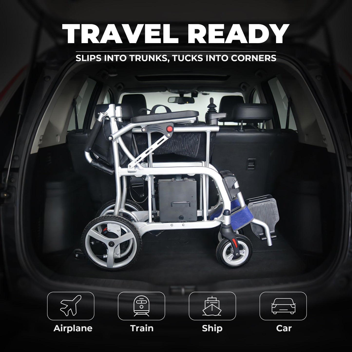 Kindtobest Lightweight Electric Wheelchairs for Adults Seniors, Magnesium Foldable Only 31Lbs Power Wheelchair Portable Motorized Wheelchair Travel, 22 Miles Long Range 2 Batteries, Airline Approved