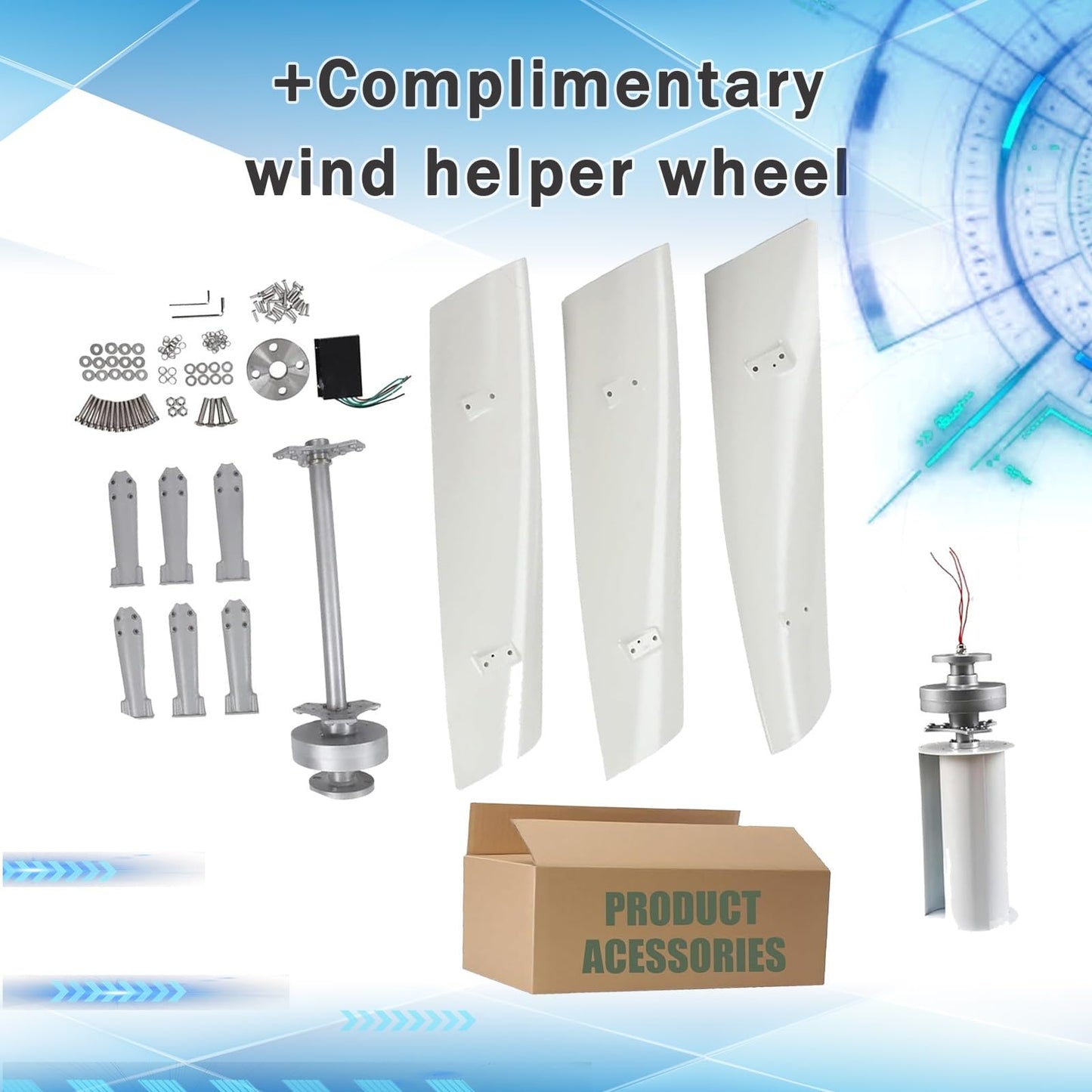 18000W Vertical Wind Turbine Generator Kit for Home & Business - Powerful 48V Windmill with Controller for Industrial Energy Supply - Eco-Friendly Renewable Energy Solution
