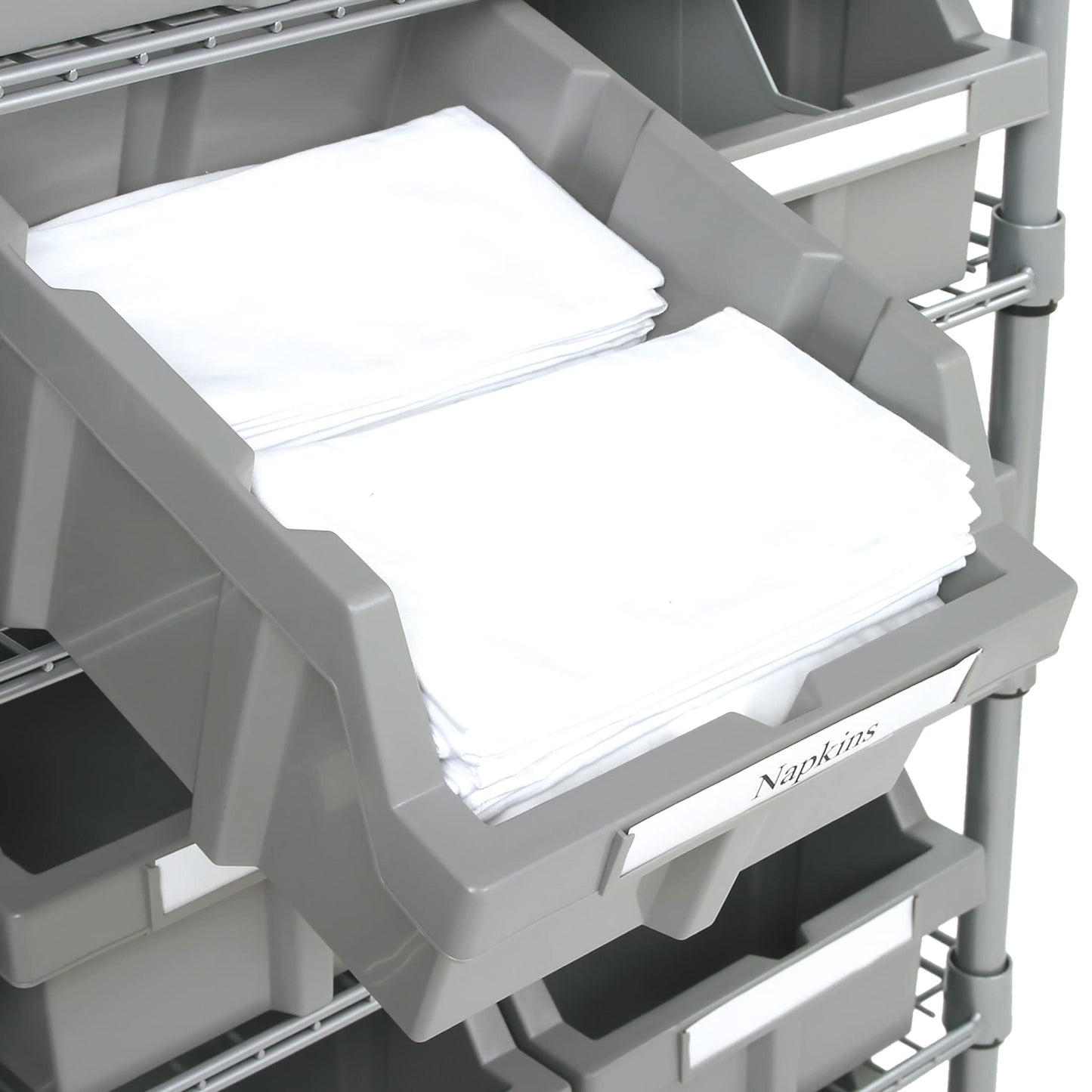 7-Tier NSF 12-Bin Steel Wire Shelving Rack, 25"W x 14"D x 56"H, Gray
