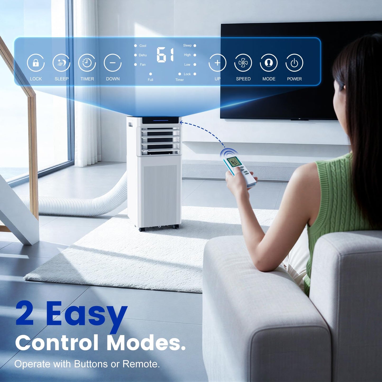 10000 BTU Portable Air Conditioners, Portable AC up to 450 Sq.Ft,4 in 1 Portable AC Unit with Cool,Dehumidifier,Fan Modes&Sleep,Remote Control&24H Timer,AC Unit for Bedrooms