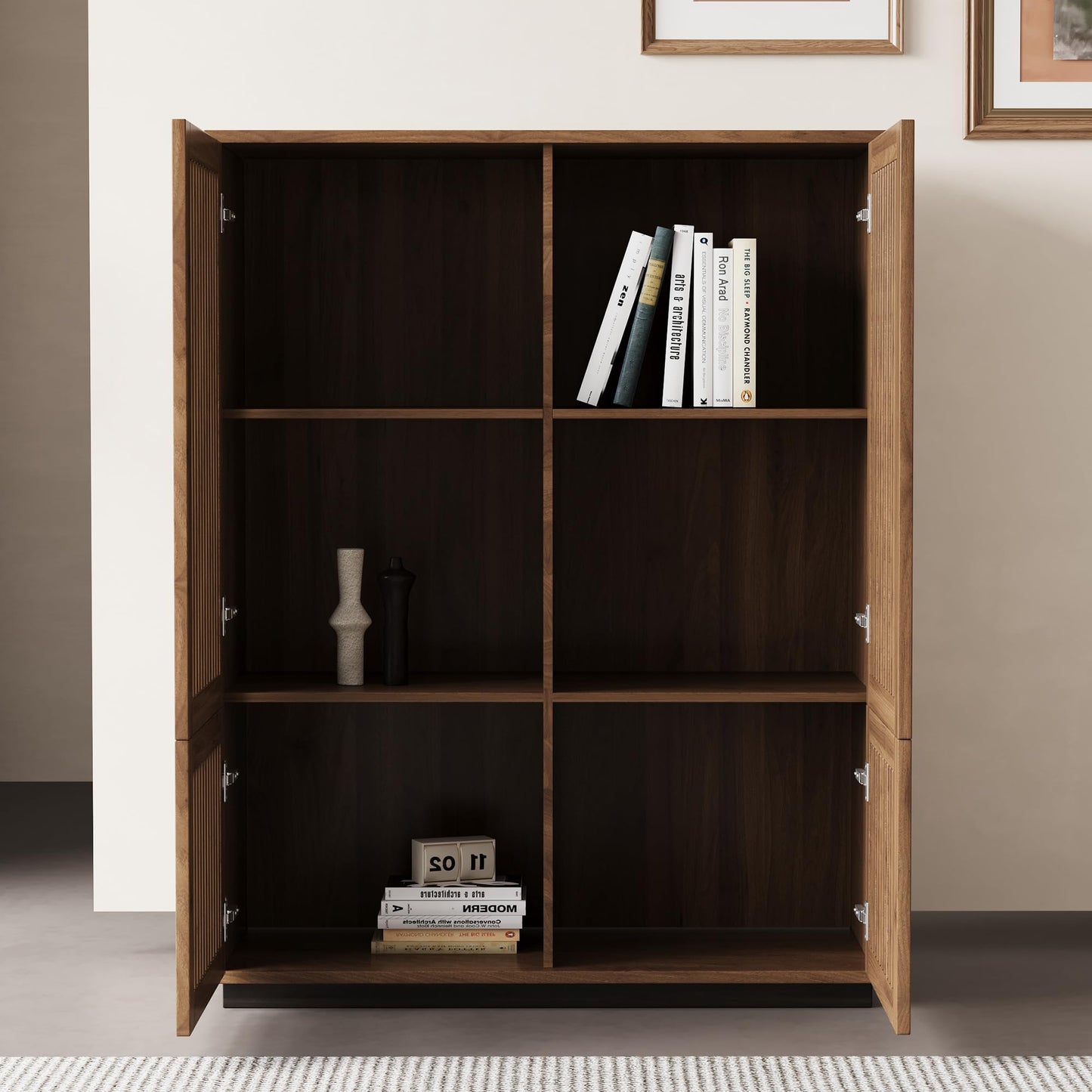 NessCarsti 47.5" H Wooden Small Storage Cabinet with Slatted Door & Shelves