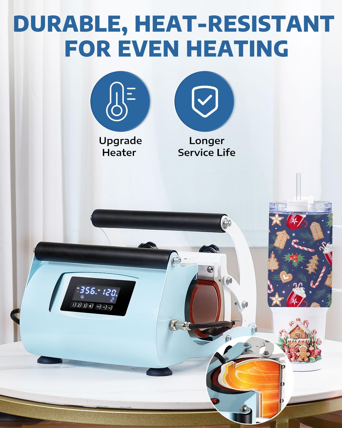 OFFNOVA 2 in 1 Dual 40 OZ Tumbler Heat Press Machine Double Station Combo Mug Heat Press Machine for 30oz 40oz Tumbler Top and Tapered Bottom Full Wrap Sublimation Printing