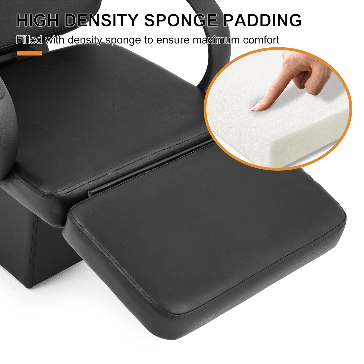 Artist Hand Shampoo Bowl, 47" Ceramic Bowl Chair Adjustable Backwash Shampoo Station Footrest Salon Equipment(White Bowl)