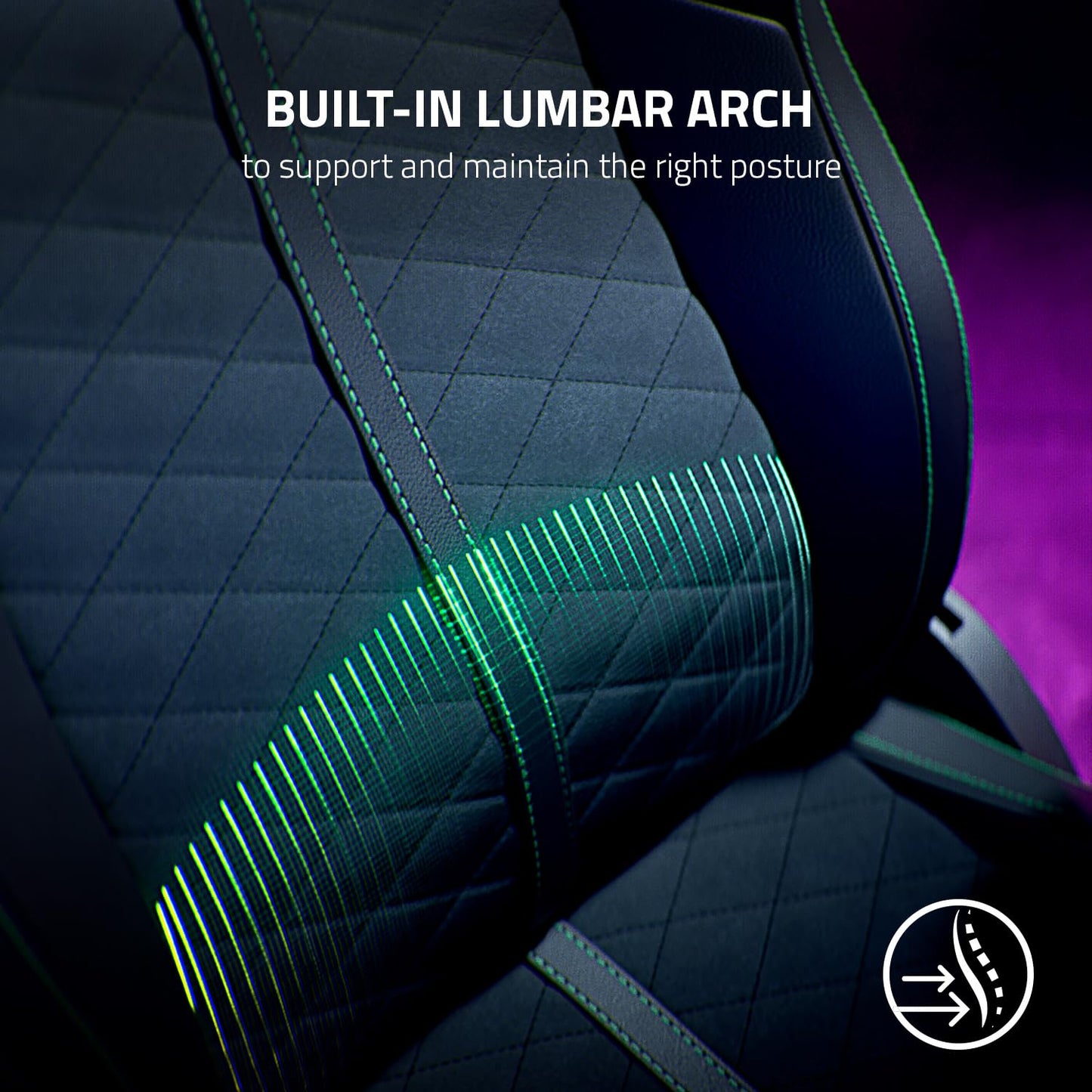 Razer Enki Gaming Chair: All-Day Comfort - Built-in Lumbar Arch - Optimized Cushion Density - Dual-Textured, Eco-Friendly Synthetic Leather - Reactive Seat Tilt & 152-Degree Recline - Black