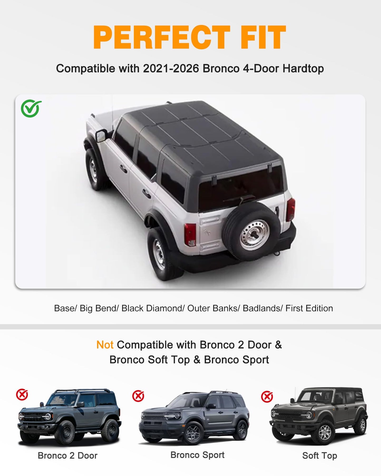 Snailfly Half Roof Rack Fit for Ford Bronco 2021-2026 4-Door Hard Top Only - Aluminum Rooftop Cargo Luggage Carrier, Low Profile