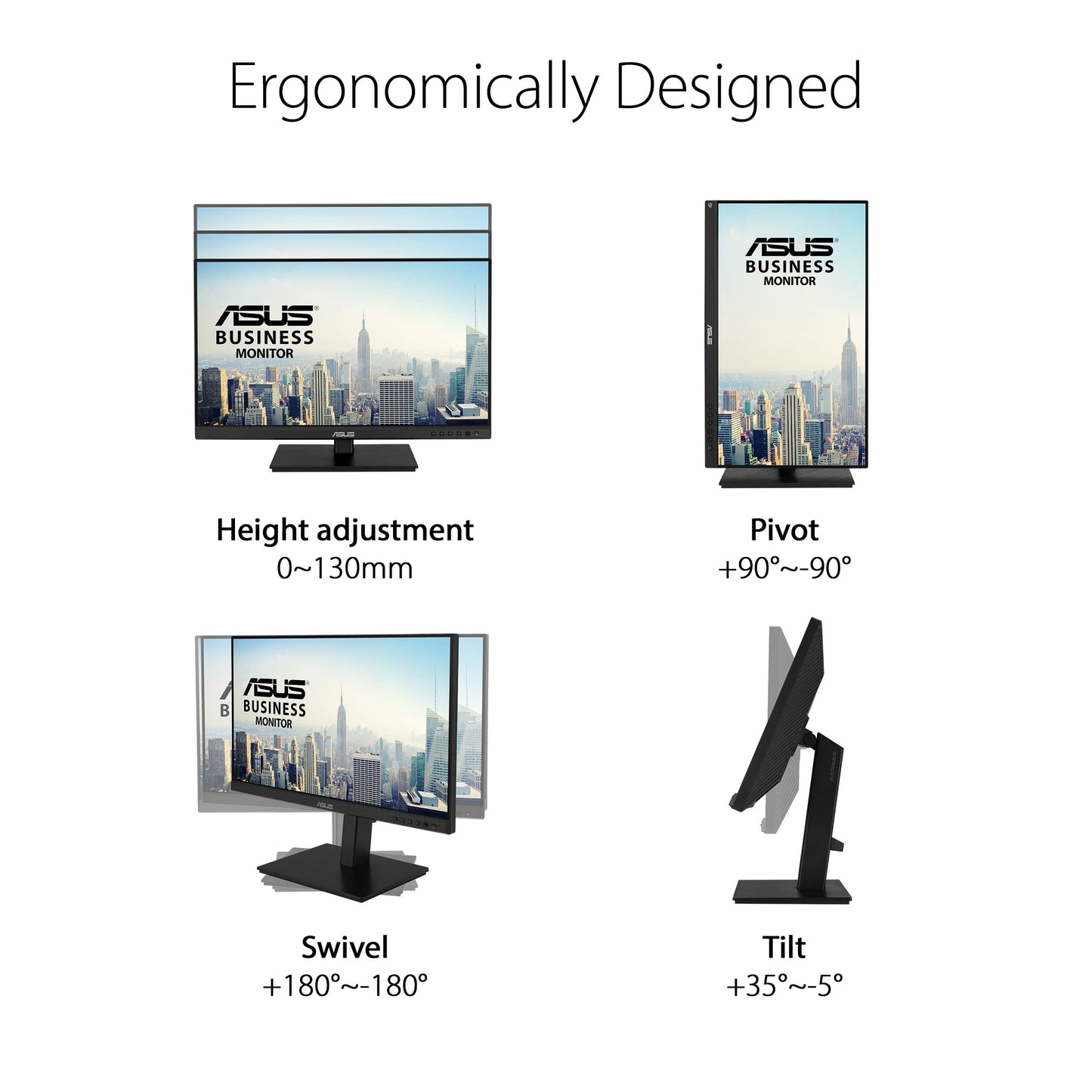 ASUS 24" 1080P Multi-Touch Monitor (BE24ECSBT) - Full HD, IPS, 10-Point Touch, IPS, Eye Care, USB-C with Power Delivery, HDMI, DisplayPort Daisy Chain, Height Adjustable, VESA Wall Mountable