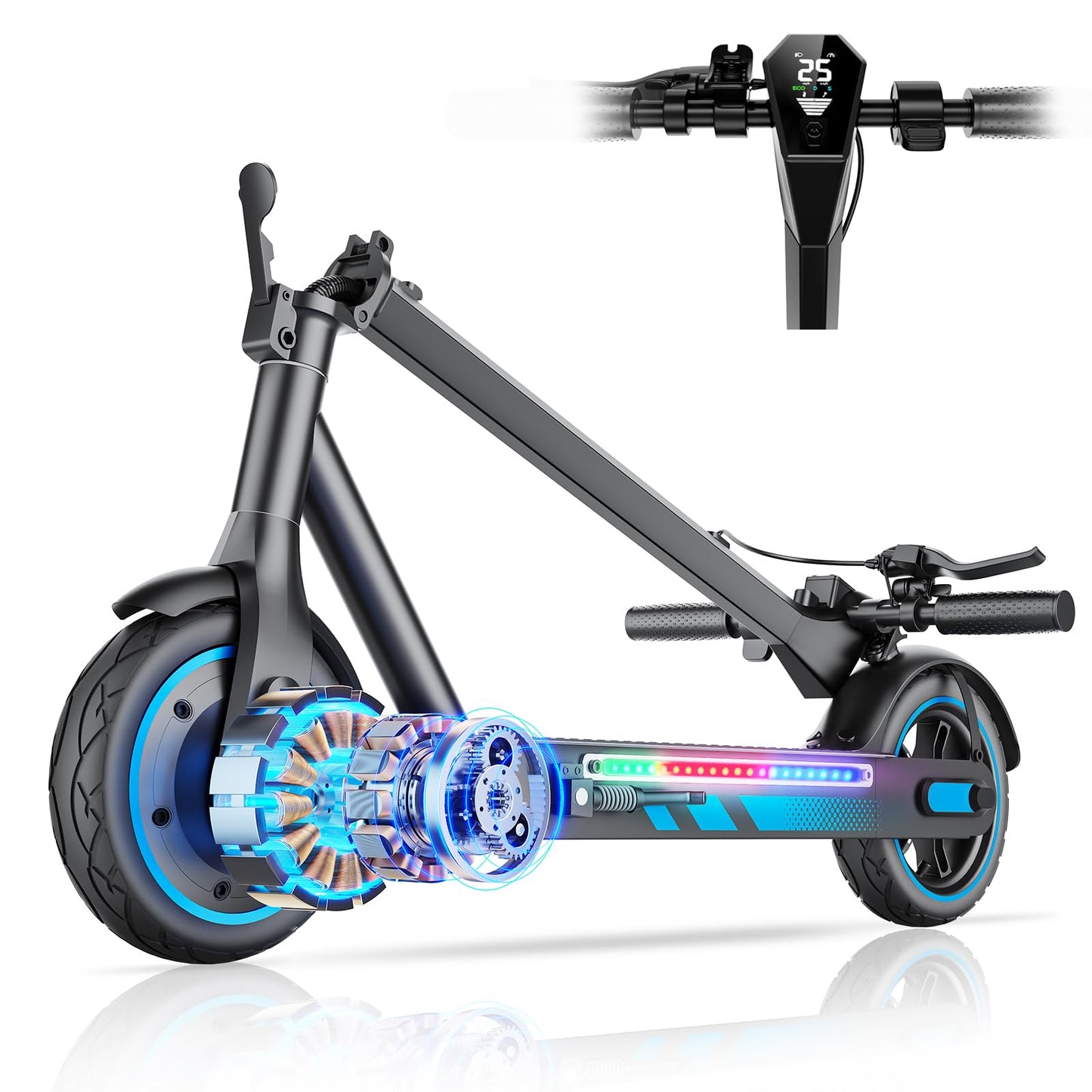 ApexSurge Electric Scooter for Adults, 10" Tires, 500W Powerful Motor and Max 31 Miles Long Range, Top Speed 25Mph, Dual Brake Stystem E Scooter, Lightweight and Foldable, APP Control, Max Load 265Lb