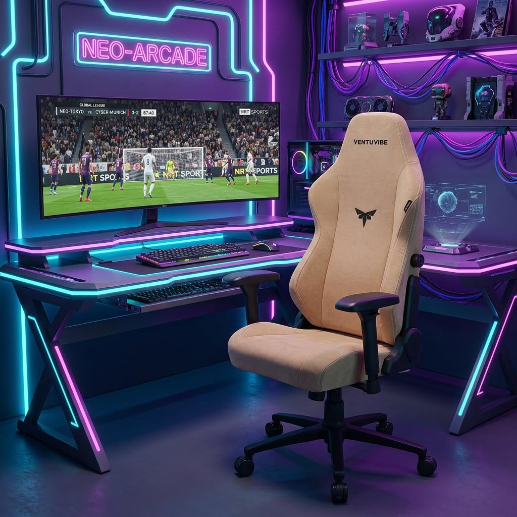 VENTUVIBE Gaming Chair - High Back Ergonomic Computer Chair with Lumbar Support, Video Game Chair-4D Adjustable Armrests,170° Reclining & 320lb Capacity,Fabric,Desert Yellow